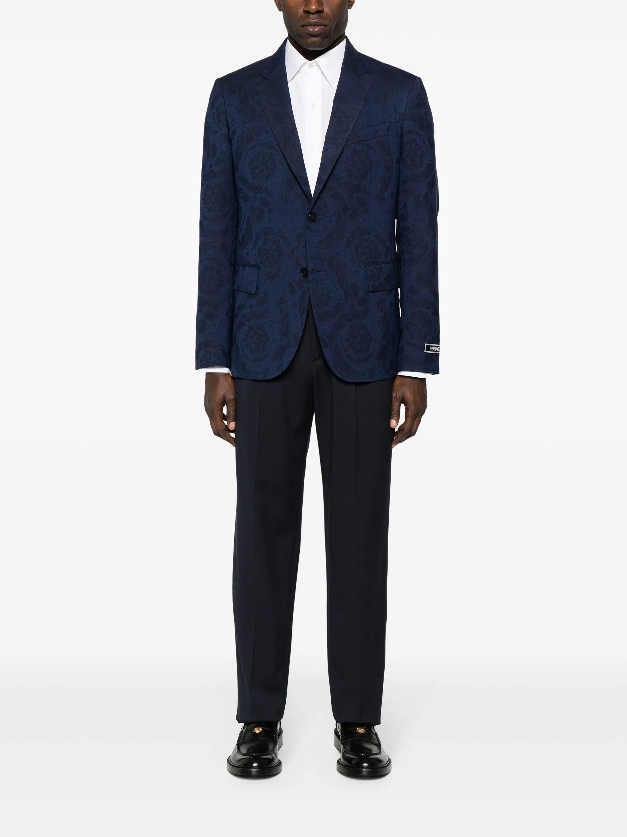 Barocco-jacquard single-breasted blazer