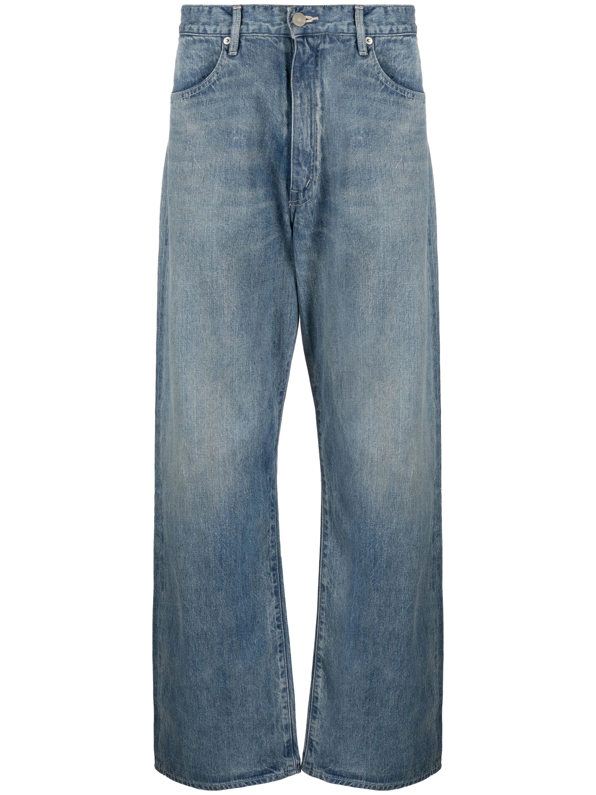 mid-rise straight-leg jeans
