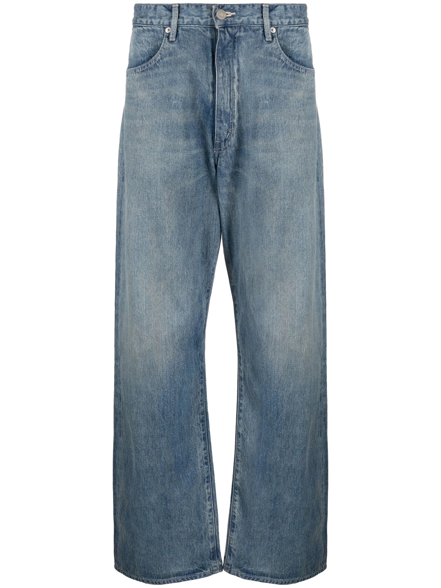 mid-rise straight-leg jeans