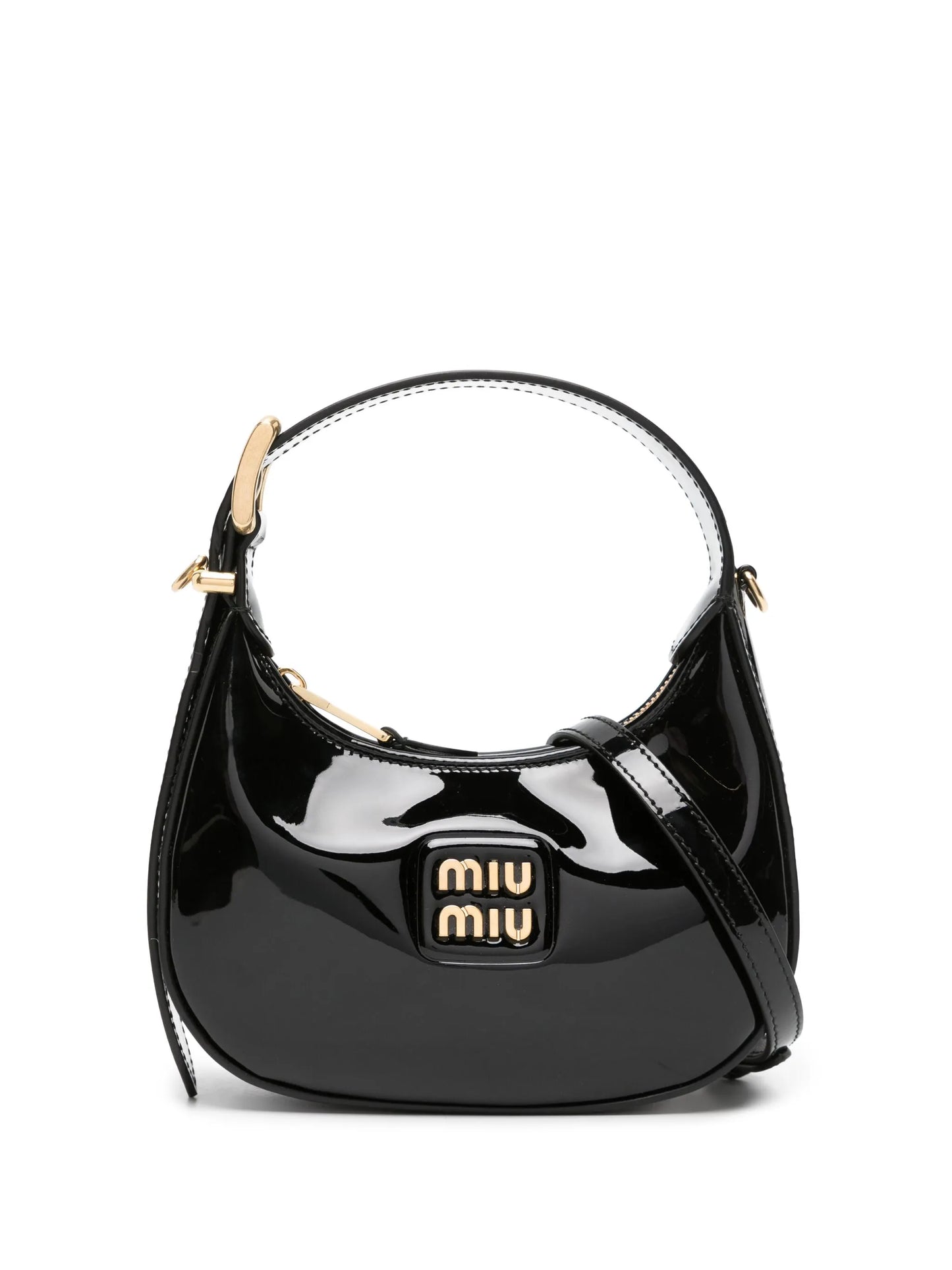 logo-lettering patent tote bag