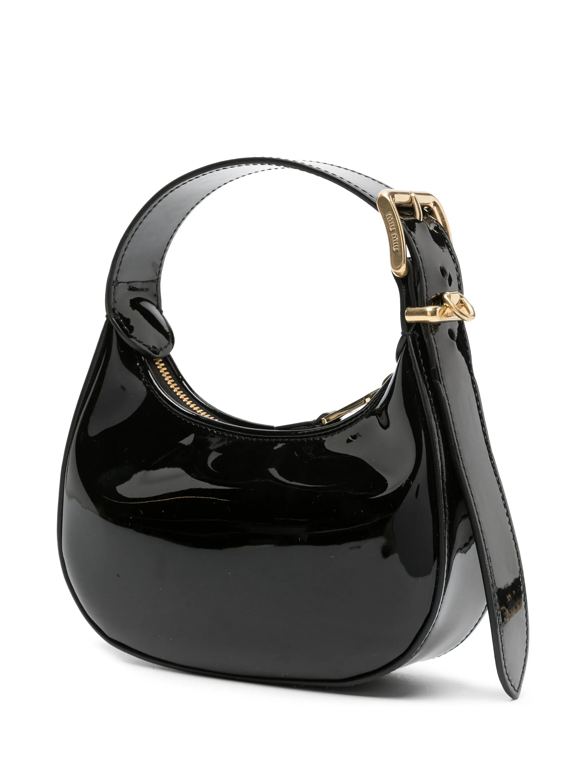 logo-lettering patent tote bag