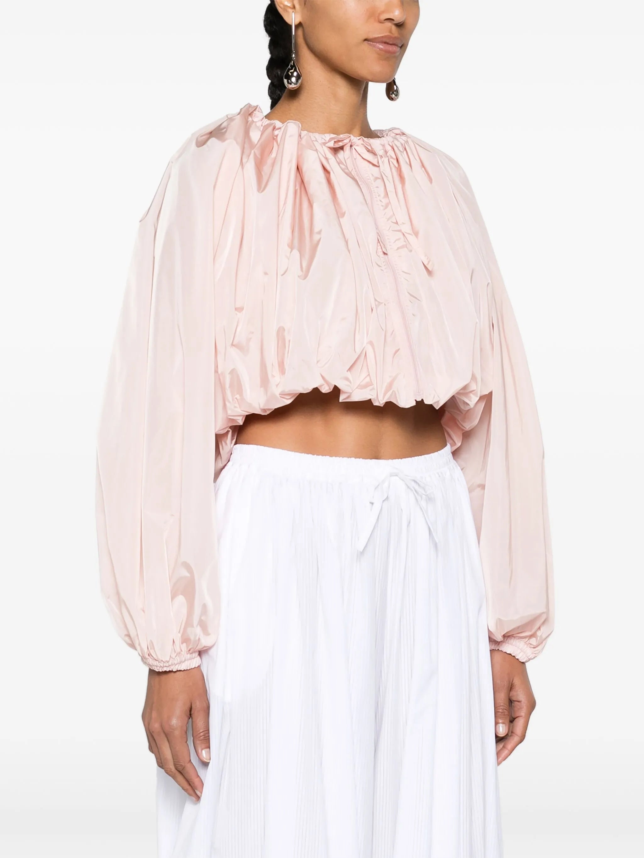 Balloon cropped bomber jacket