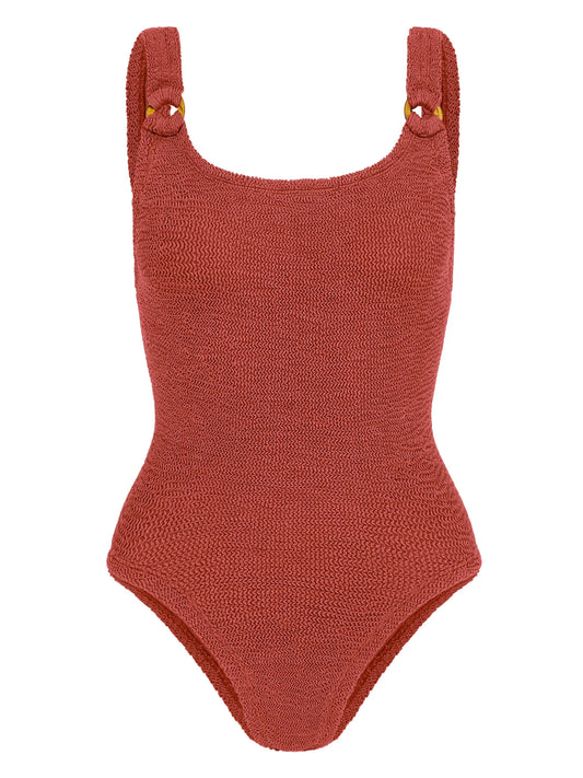 Domino crinkled-effect swimsuit
