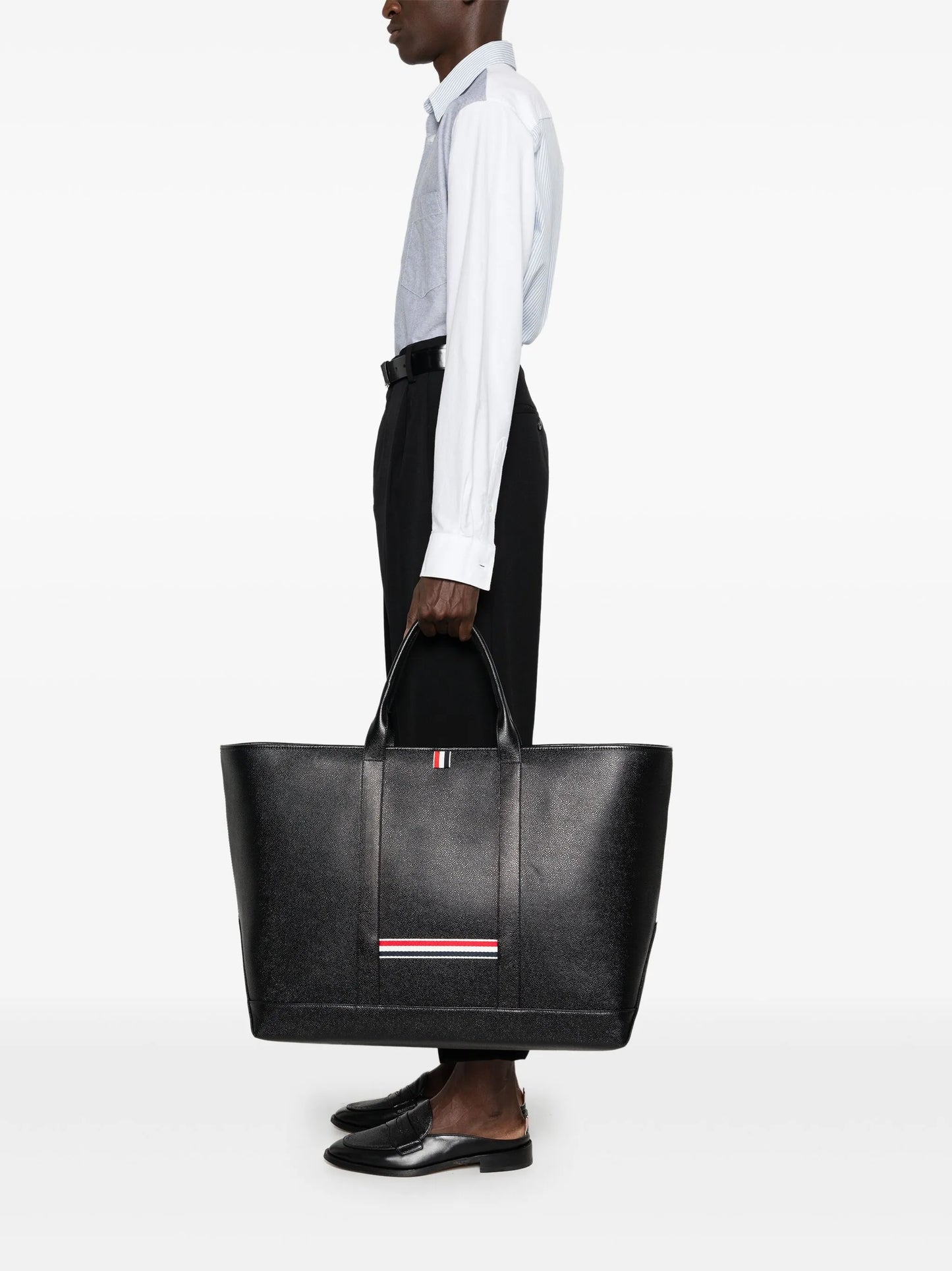 4-Bar leather tote bag