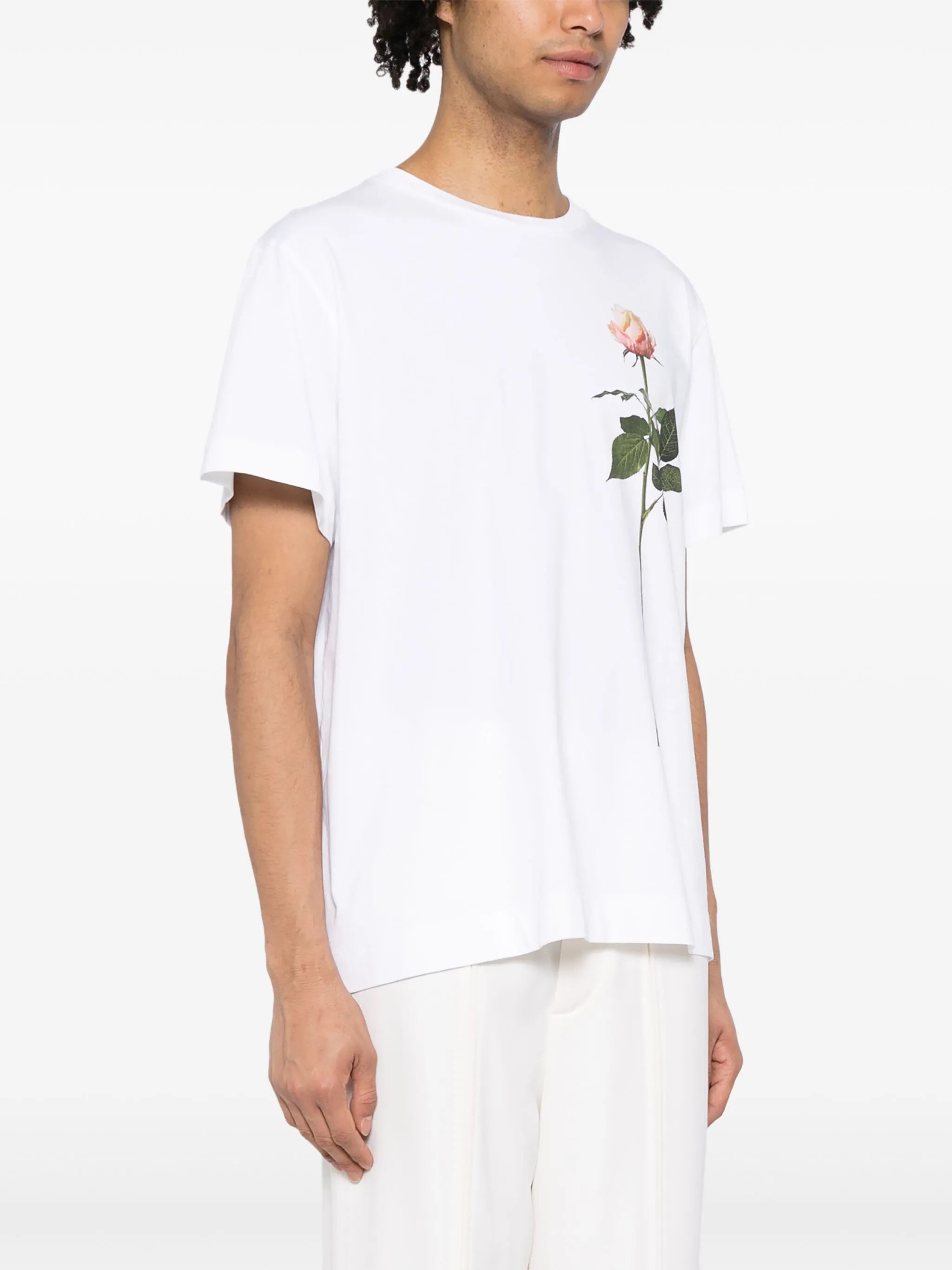 rose-print cotton T-shirt
