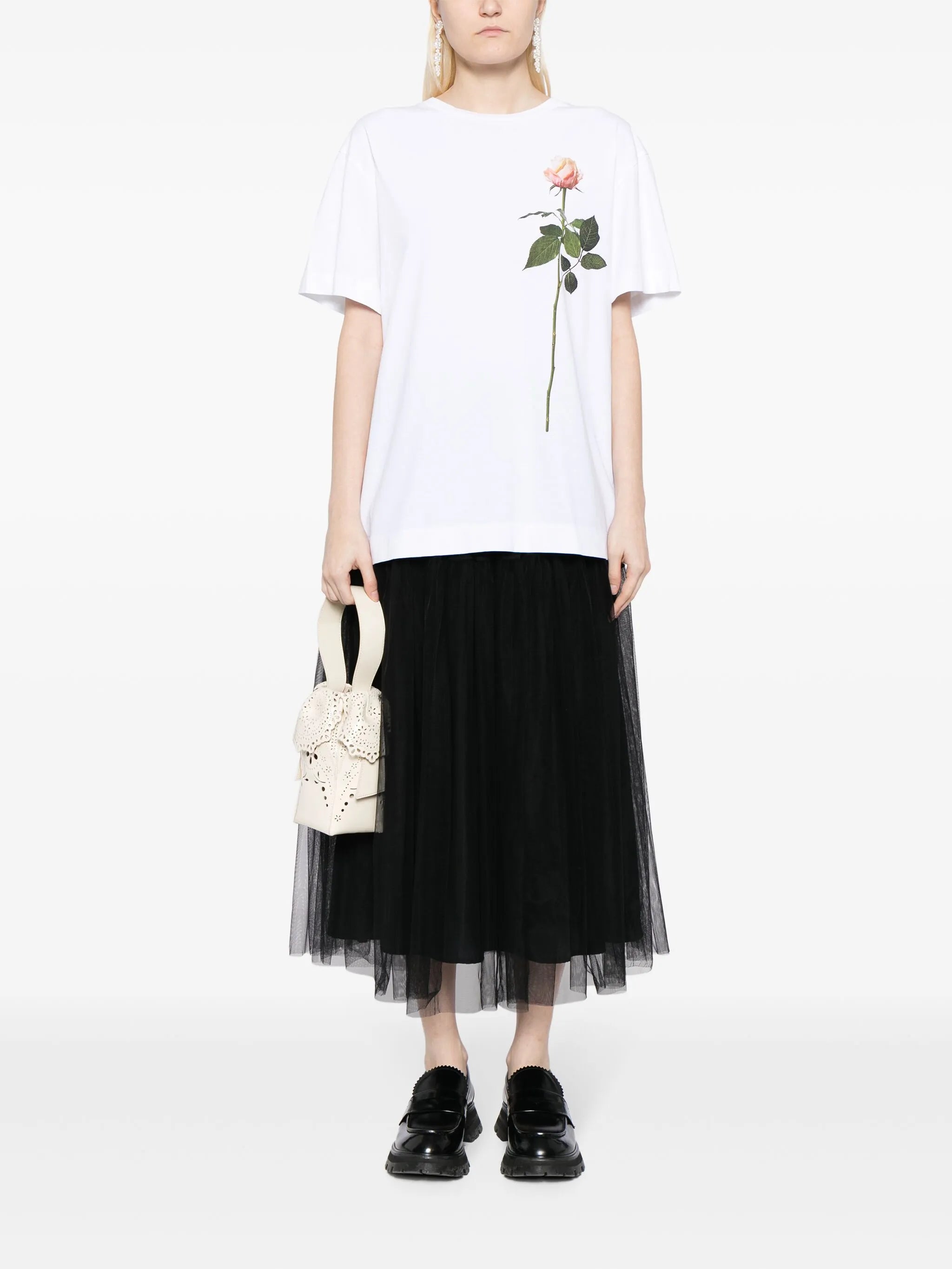 rose-print cotton T-shirt
