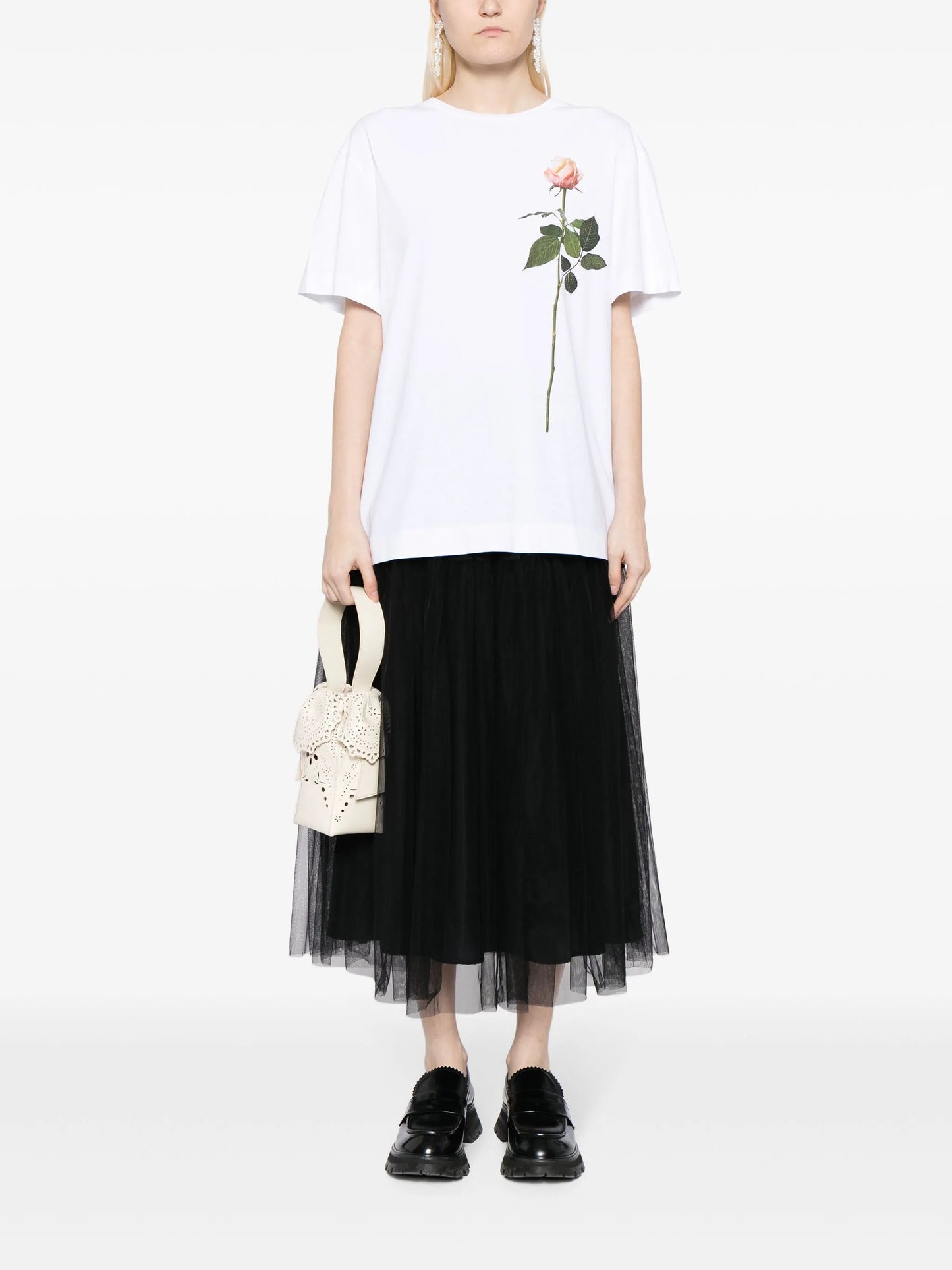 rose-print cotton T-shirt