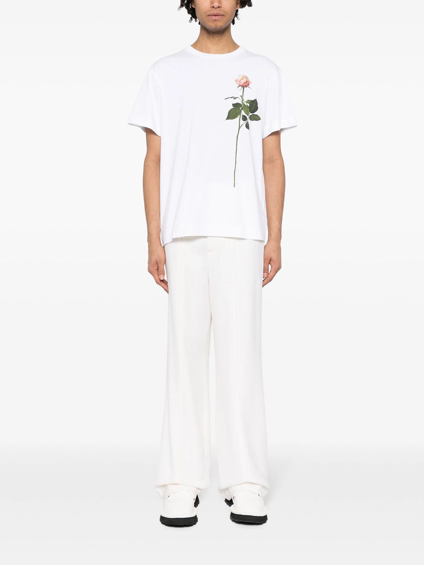 rose-print cotton T-shirt