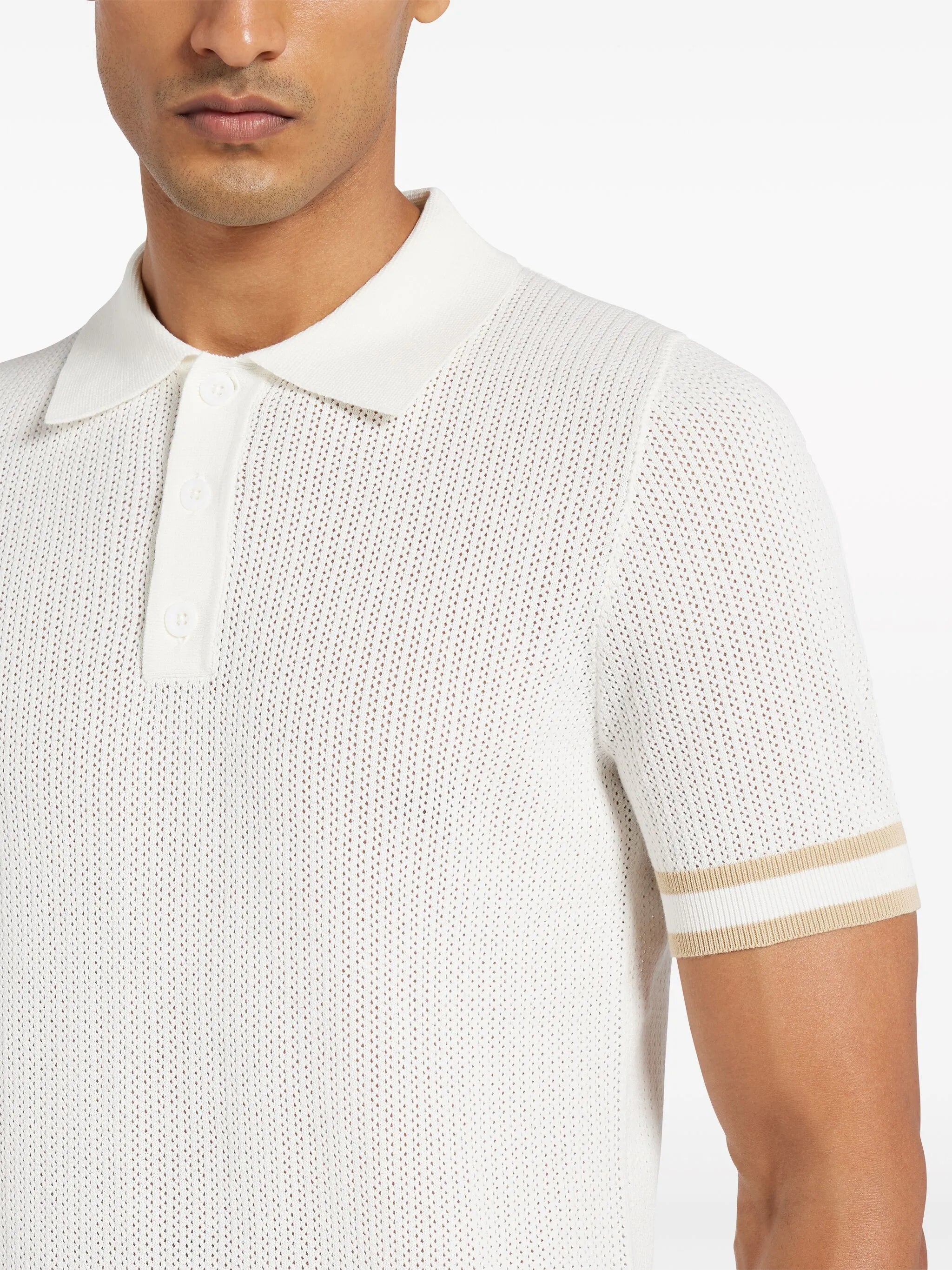 open-knit cotton polo shirt