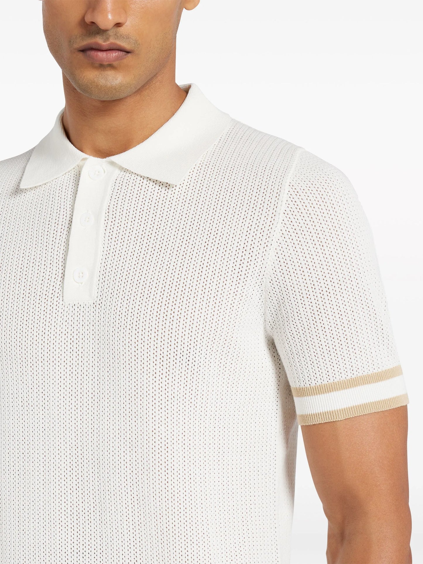 open-knit cotton polo shirt
