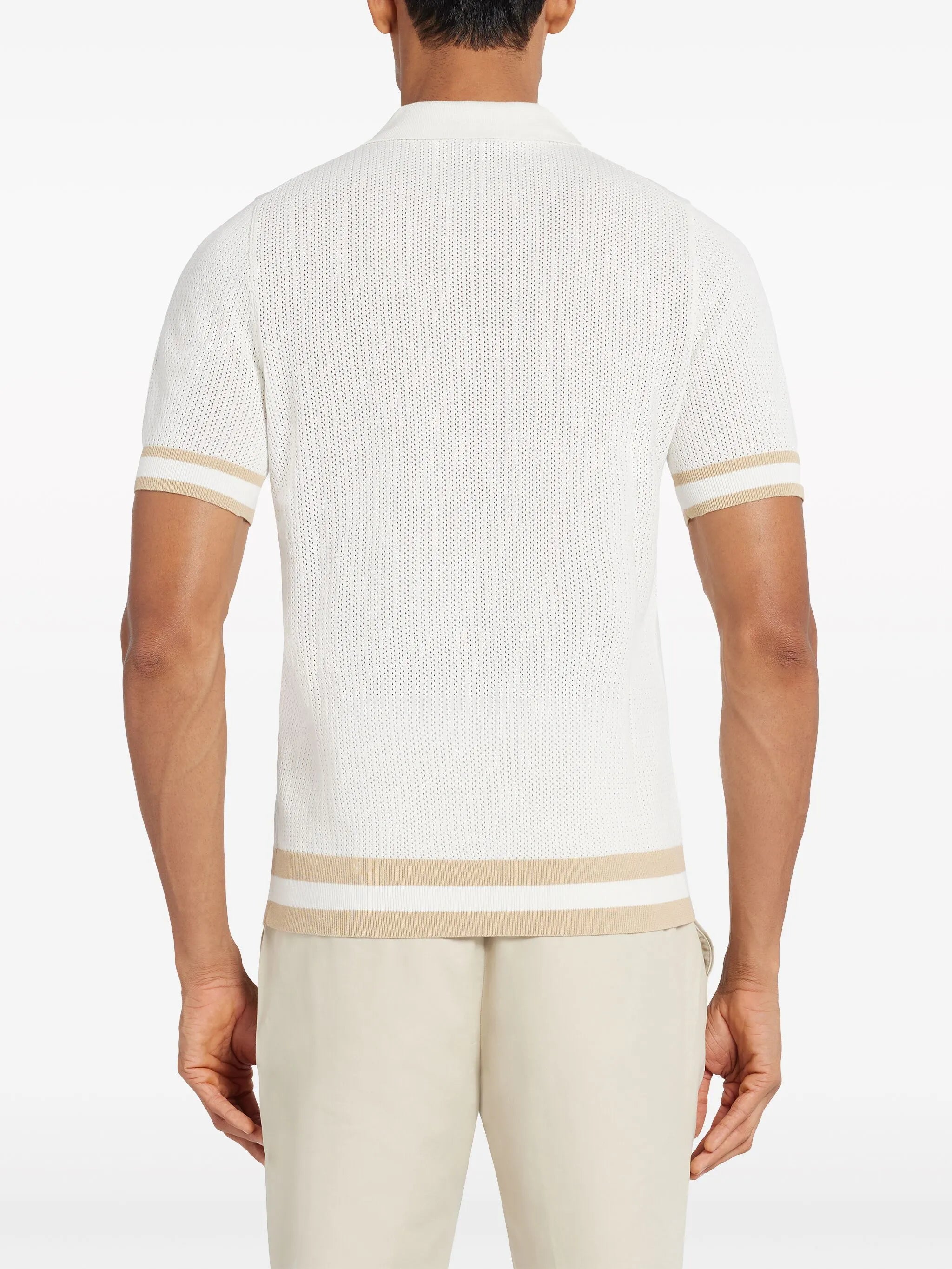 open-knit cotton polo shirt