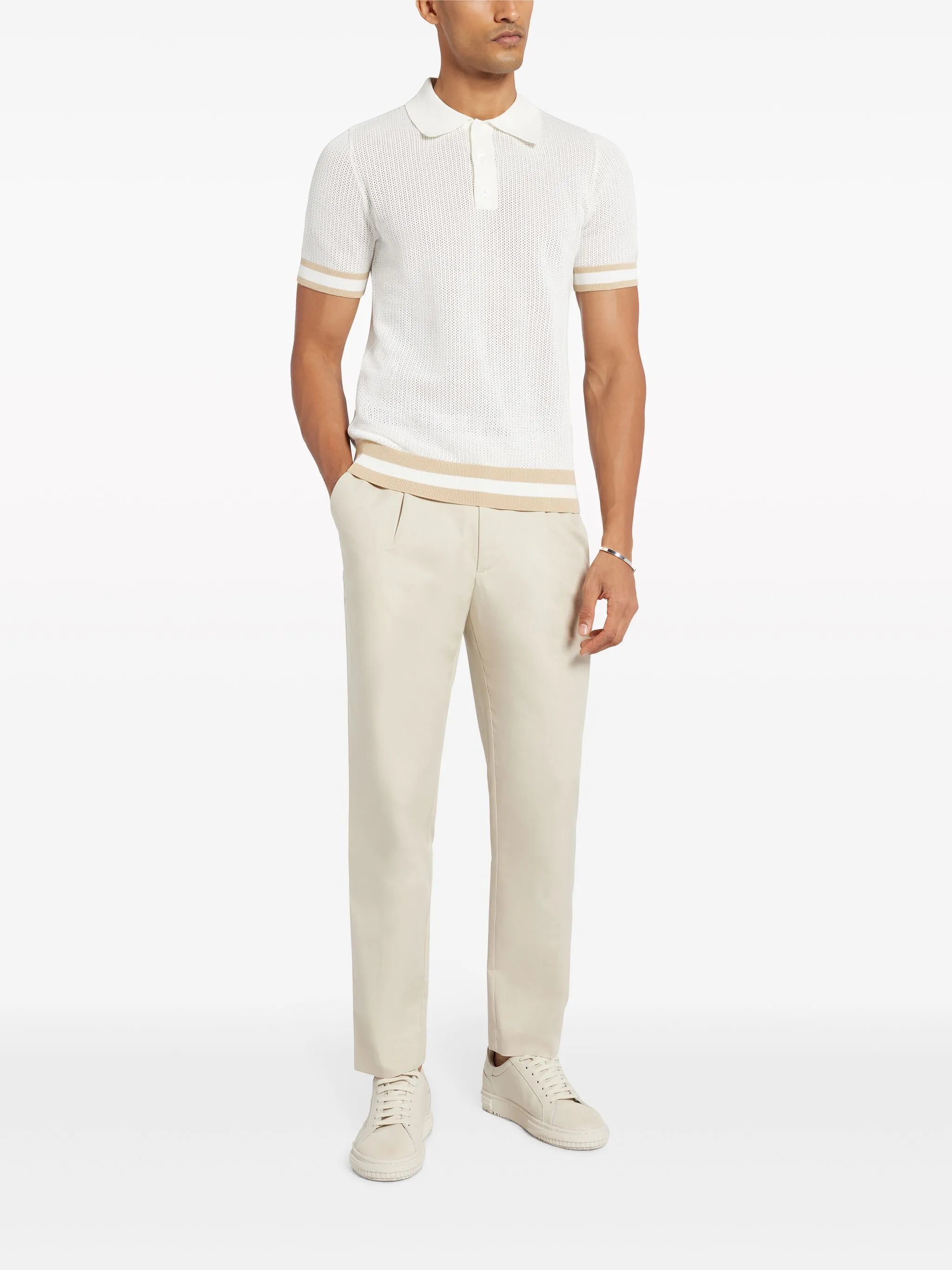 open-knit cotton polo shirt
