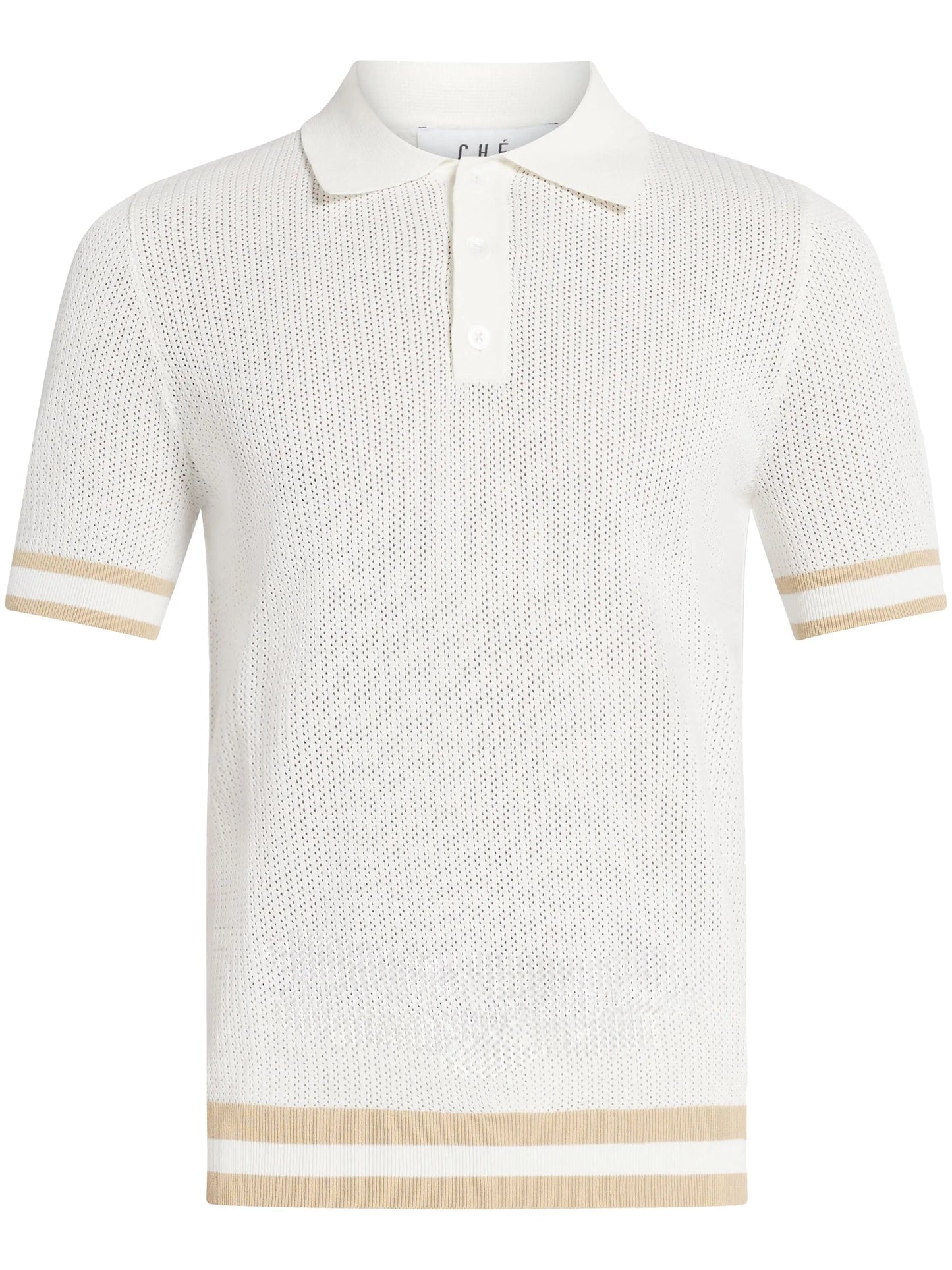 open-knit cotton polo shirt