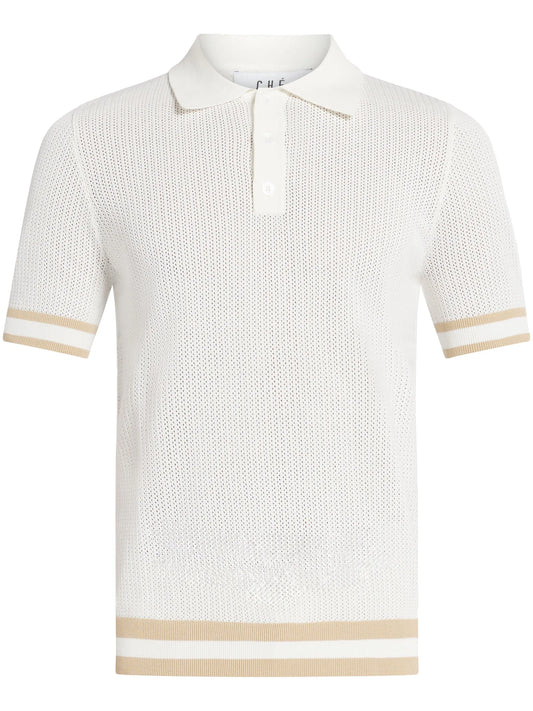 open-knit cotton polo shirt