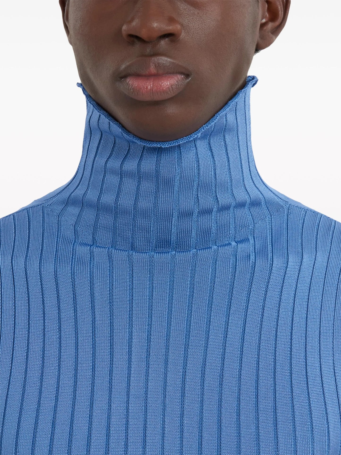 high-neck ribbed-knit tank top