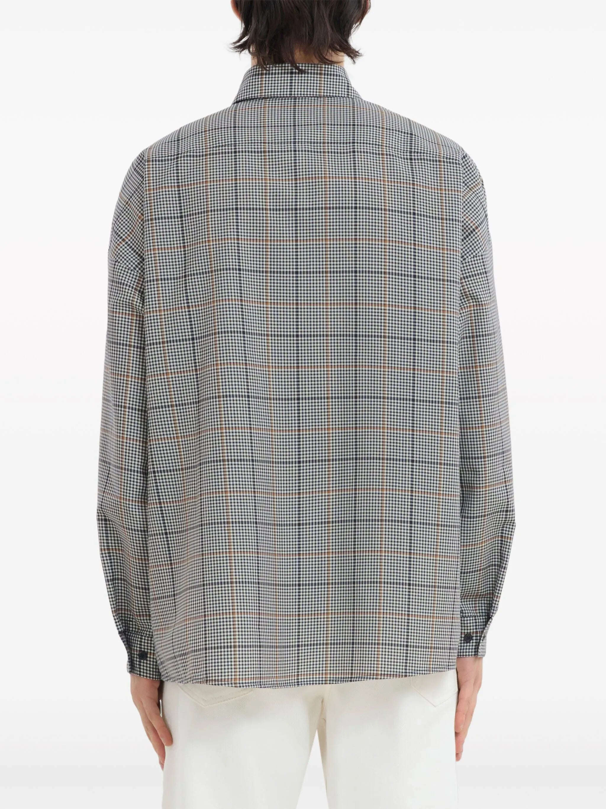checked wool-blend shirt
