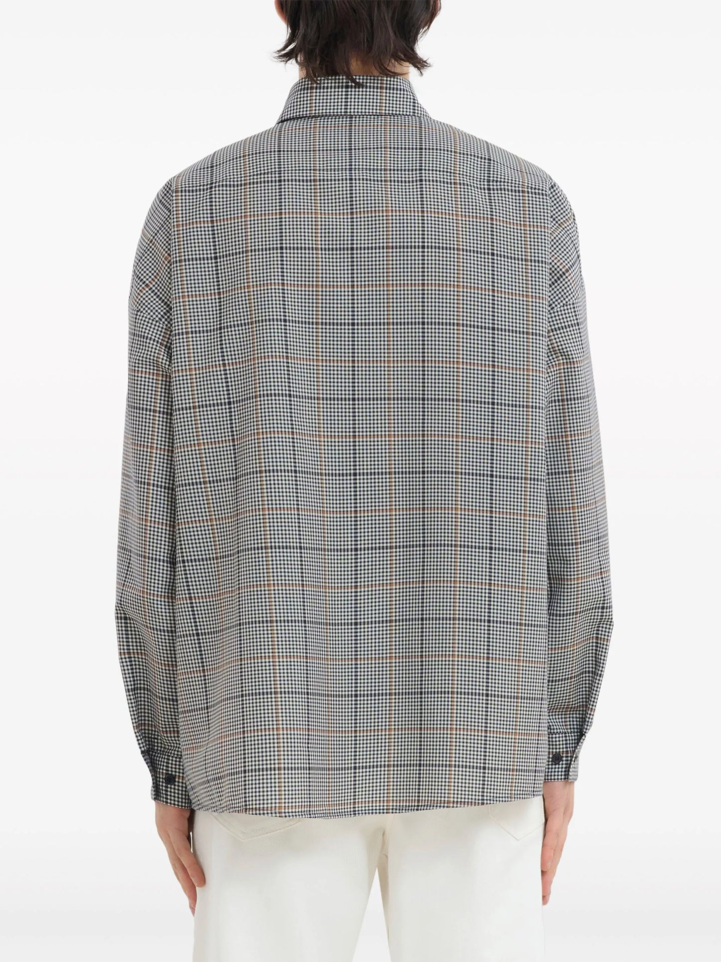 checked wool-blend shirt