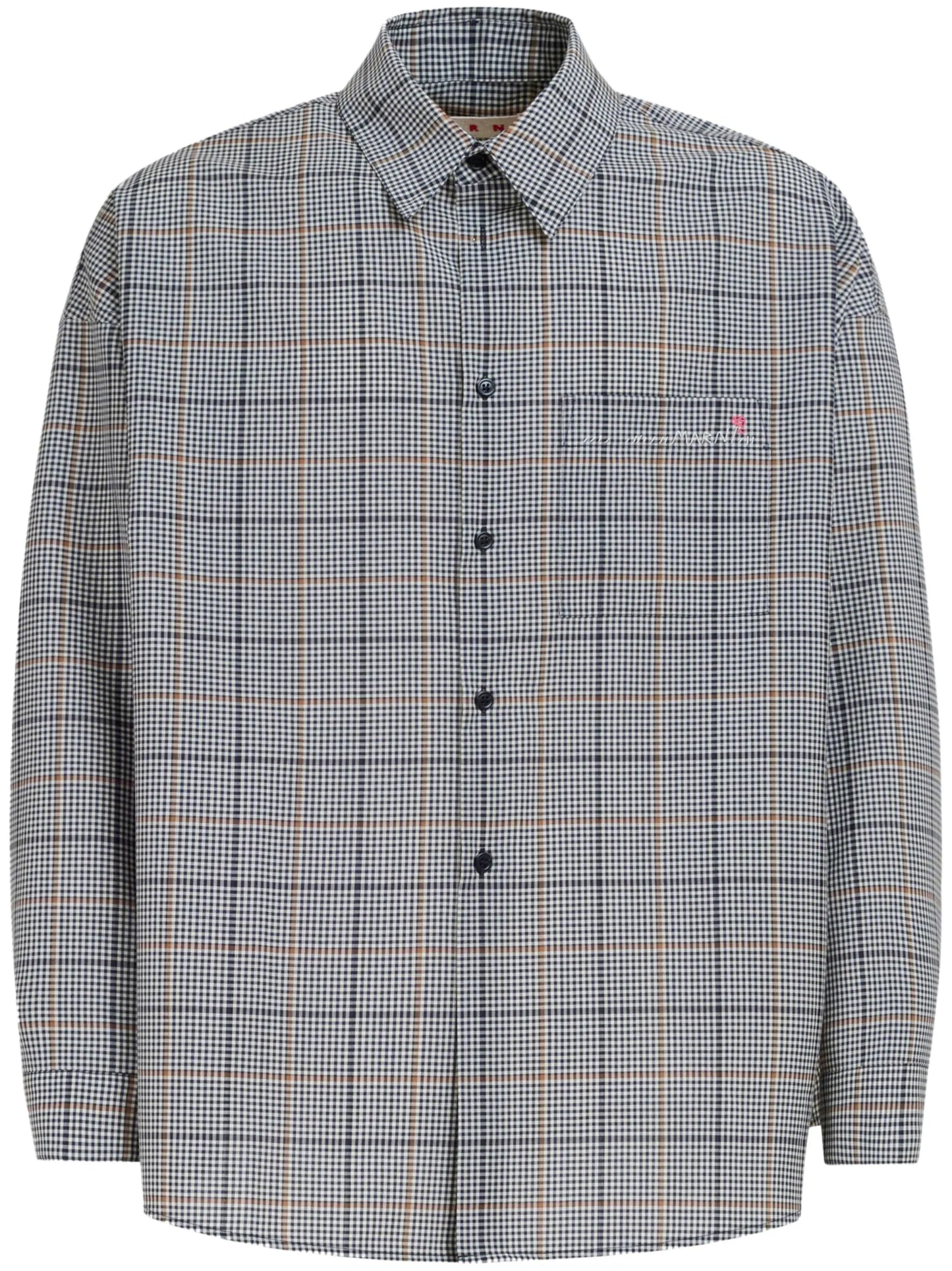 checked wool-blend shirt