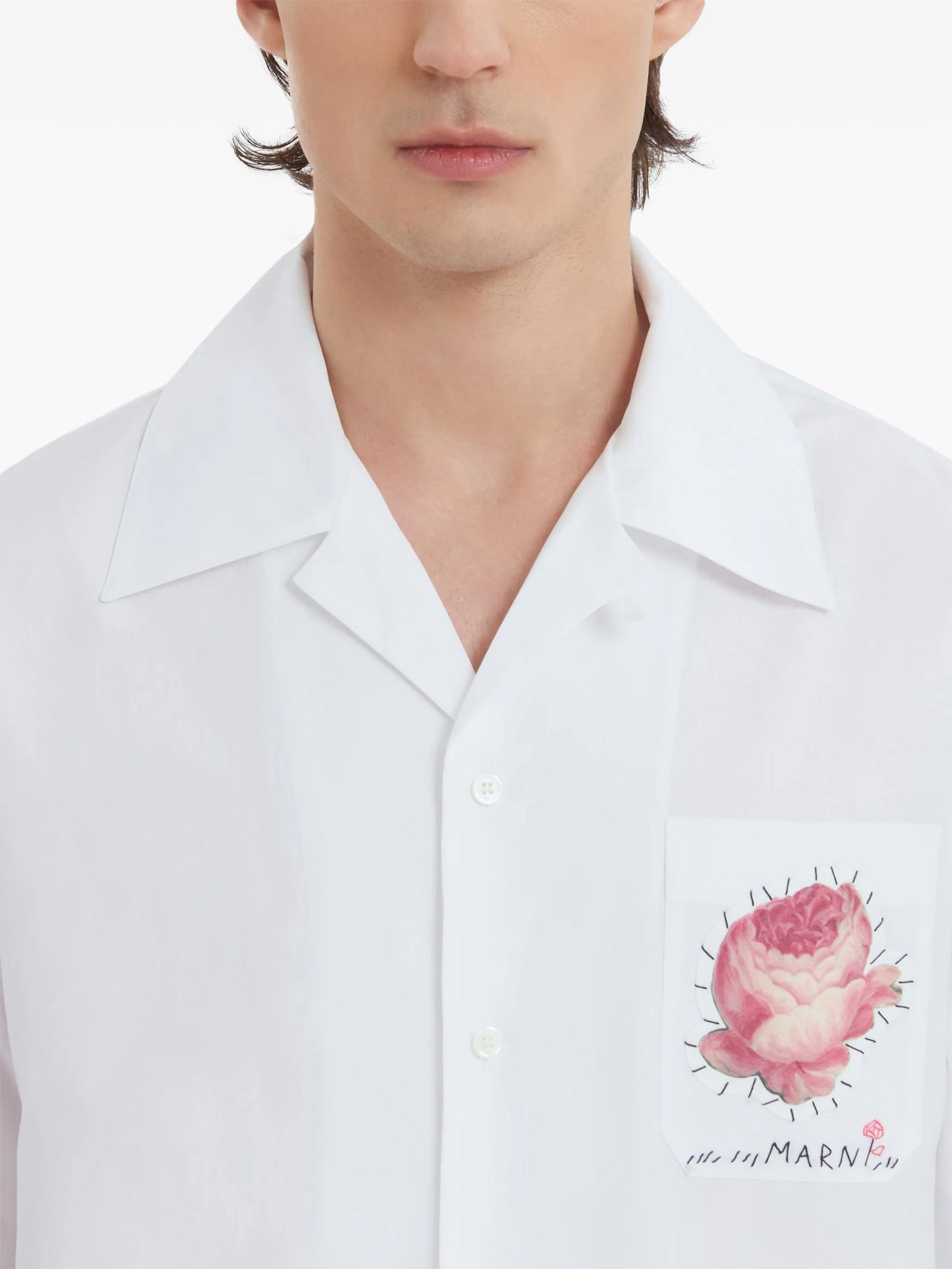 floral-appliqué cotton shirt