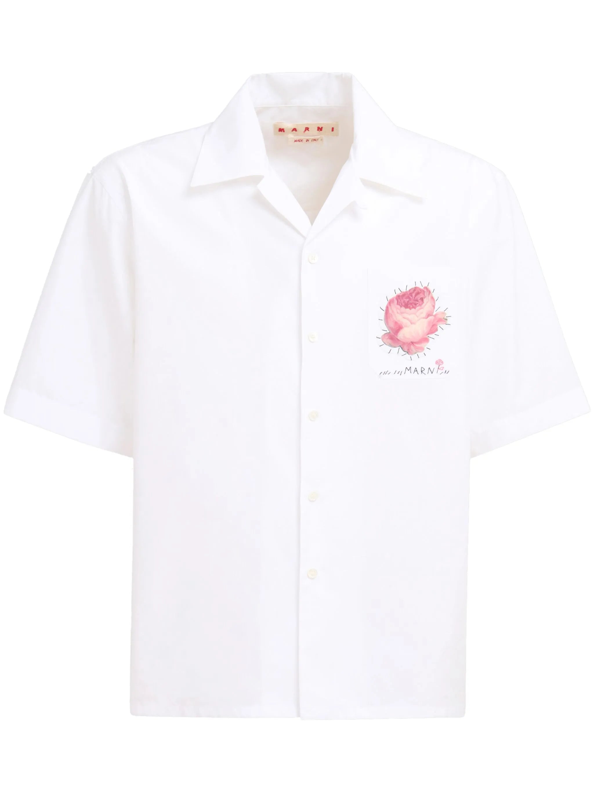 floral-appliqué cotton shirt