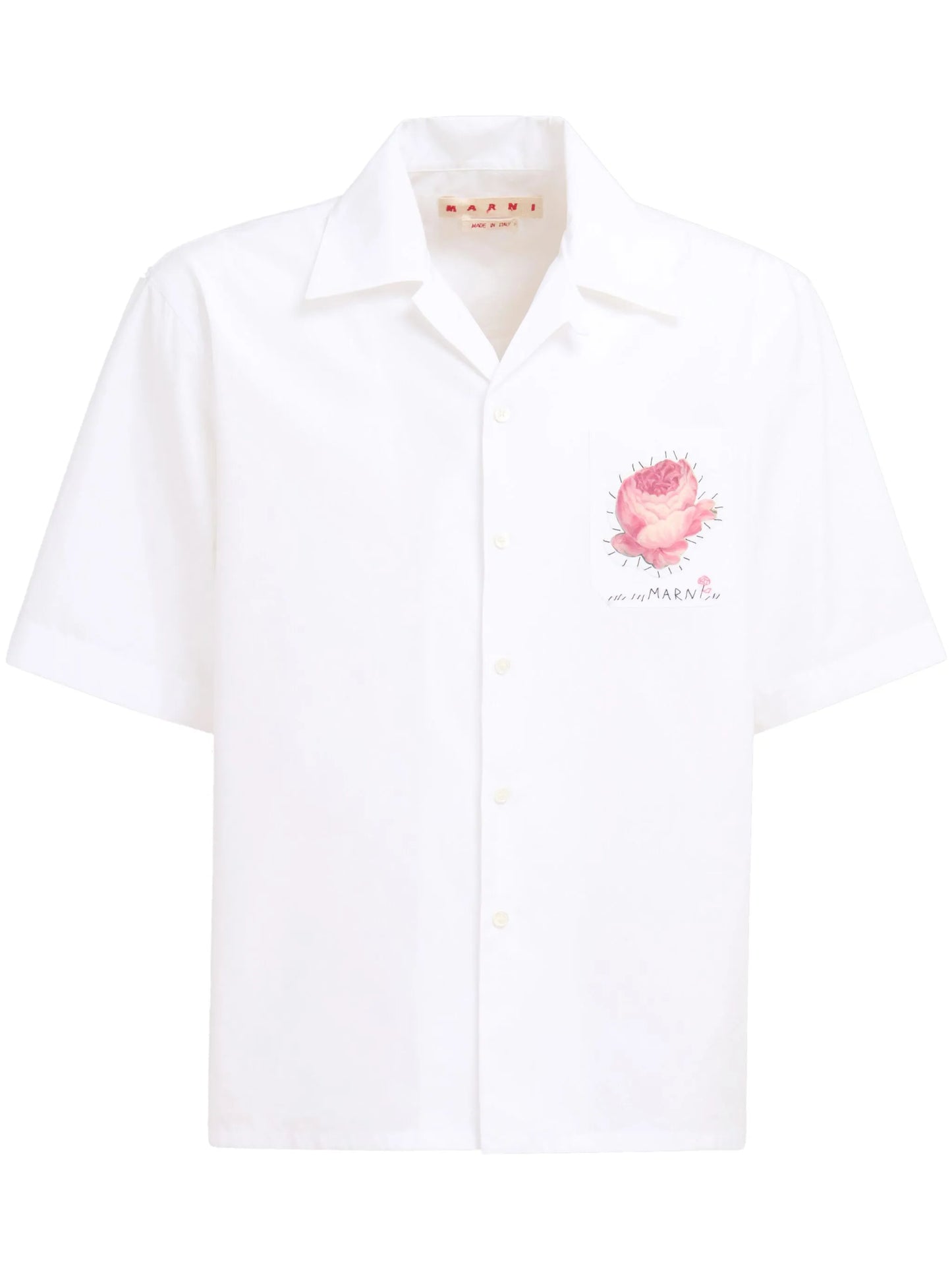 floral-appliqué cotton shirt