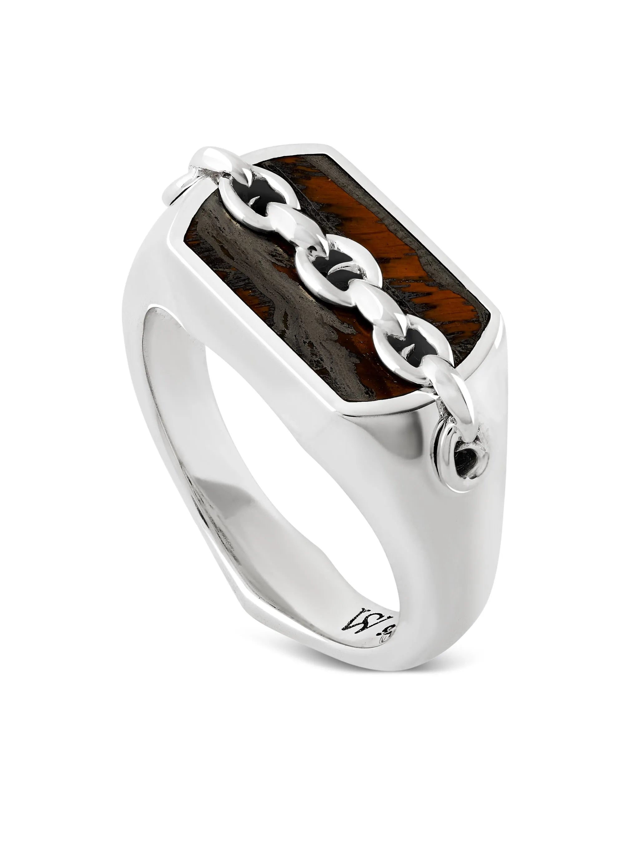 Inline tiger eye pinky ring