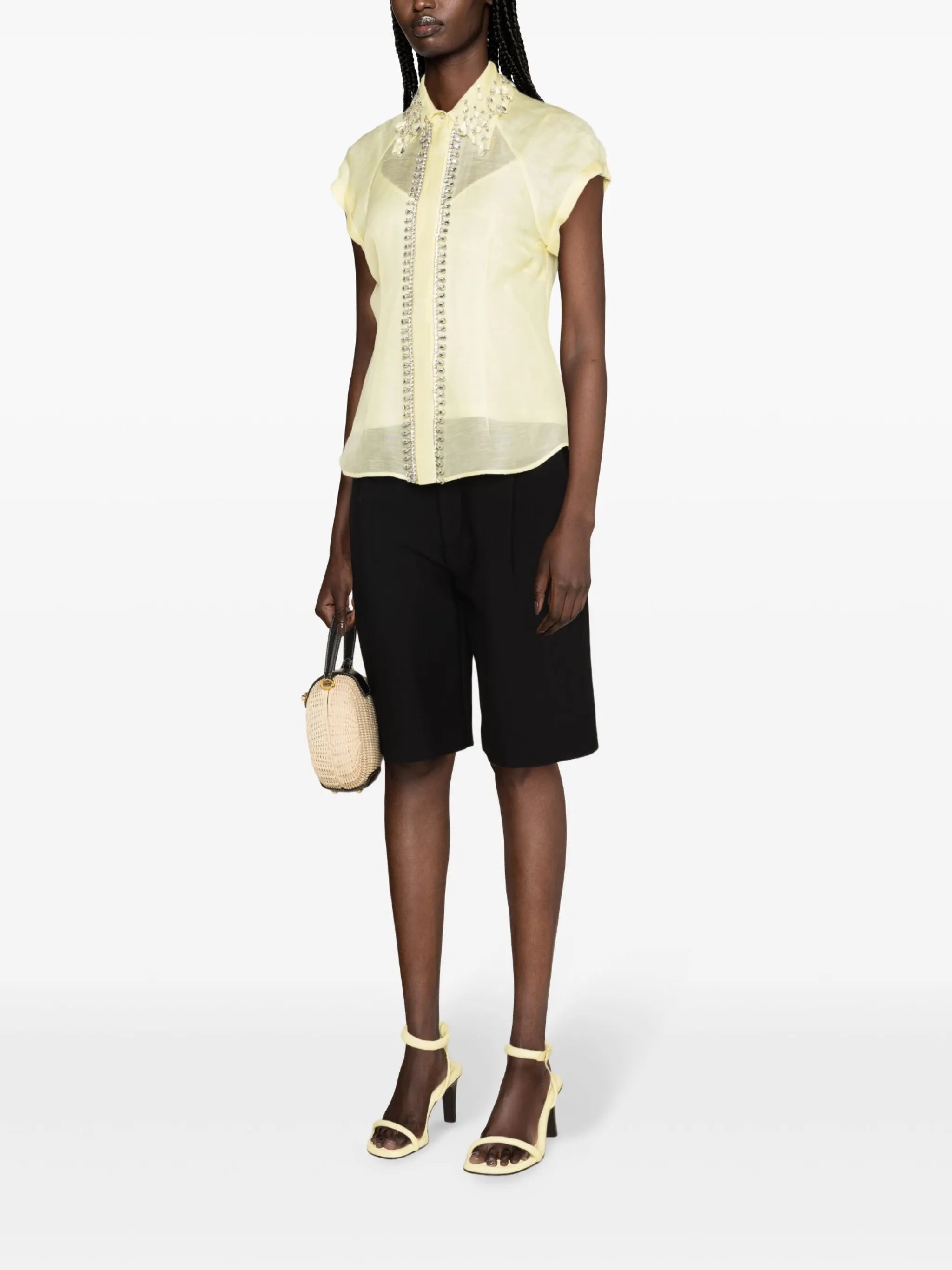 Matchmaker Diamante linen-blend blouse