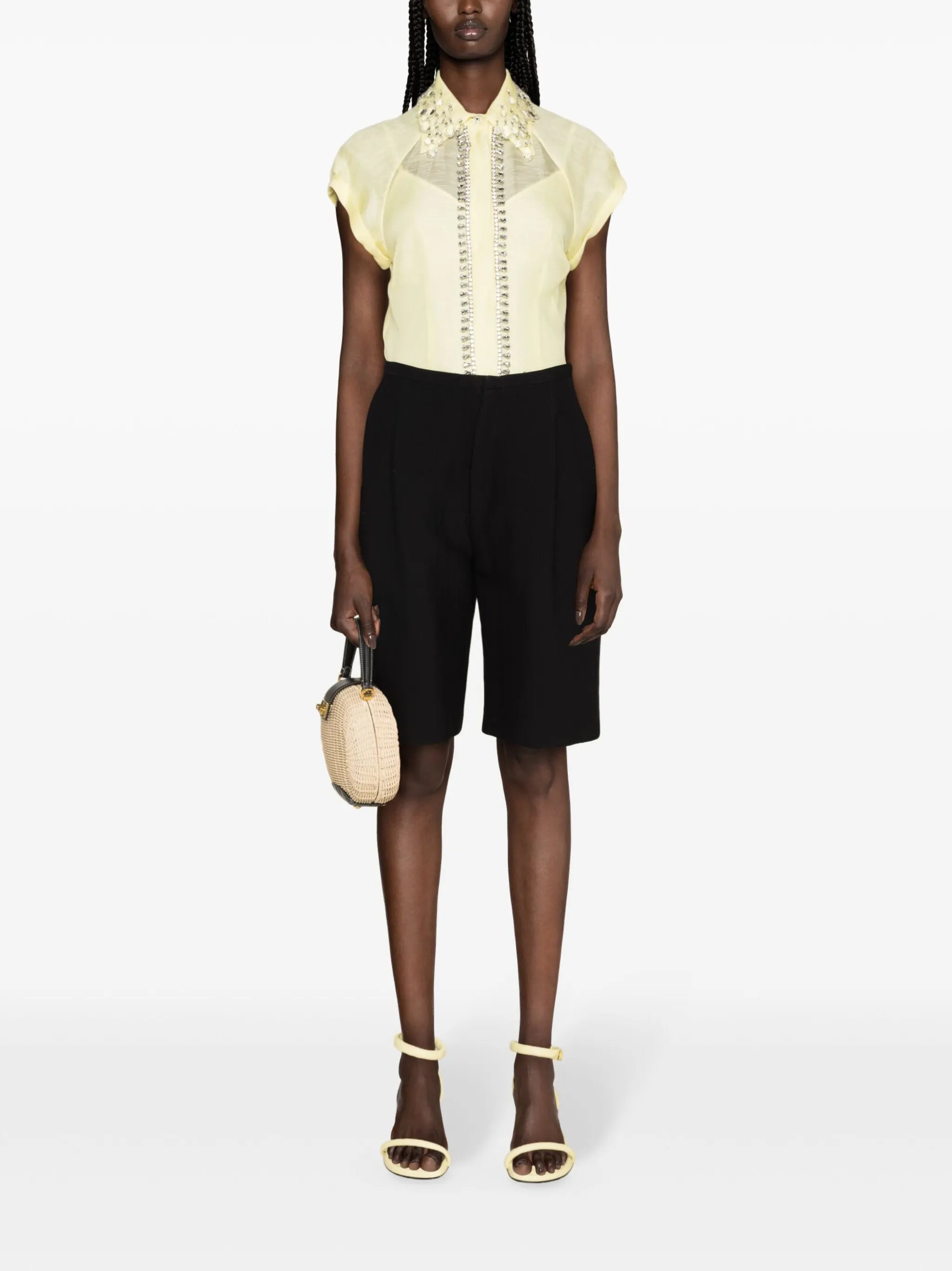Matchmaker Diamante linen-blend blouse
