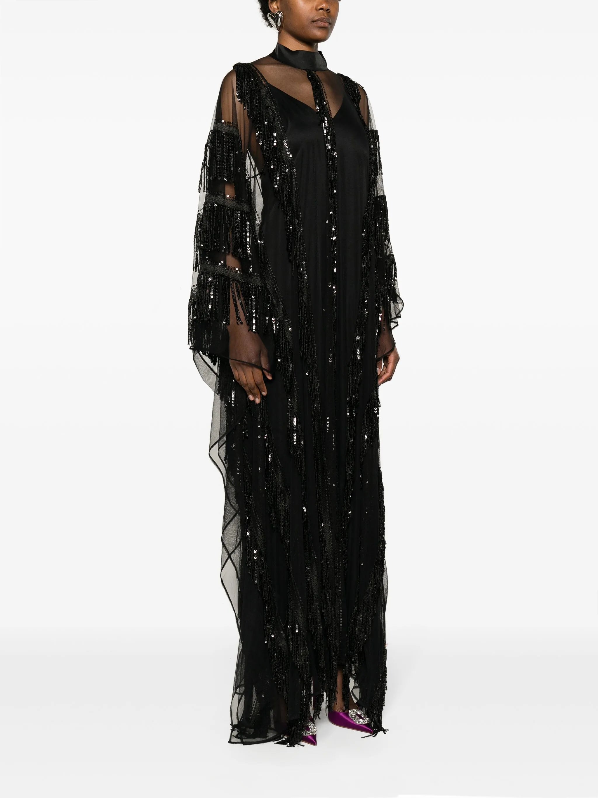 Showgirl sequinned kaftan dress