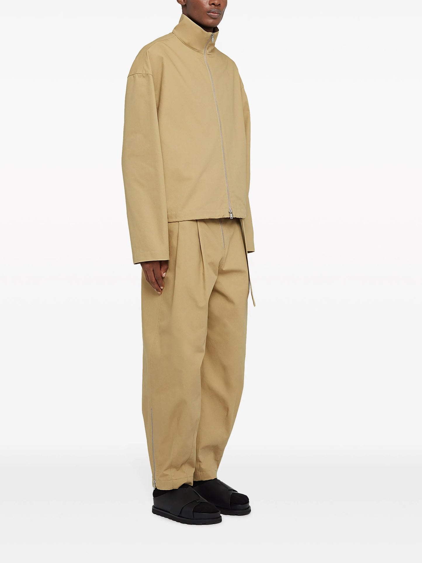 zip-up cotton bomber jacket