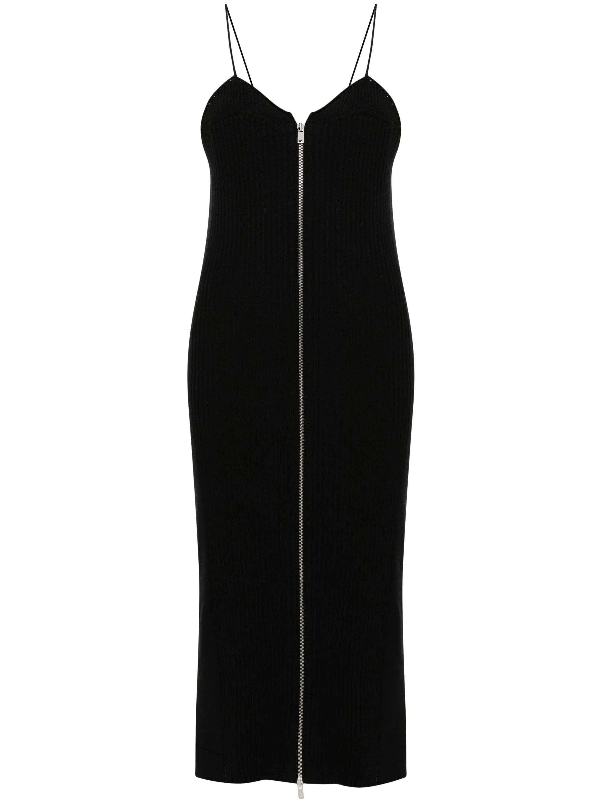 zip-up ribbed midi dress