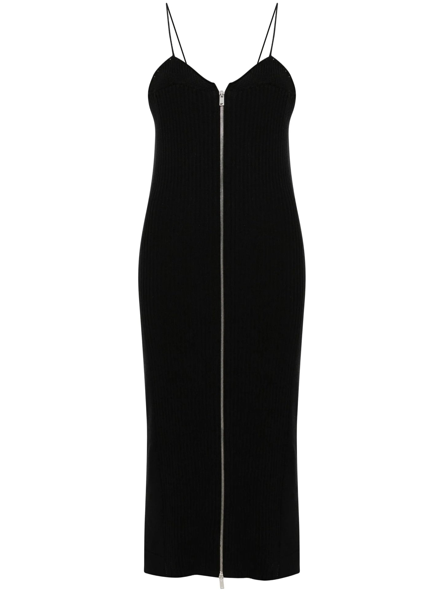 zip-up ribbed midi dress