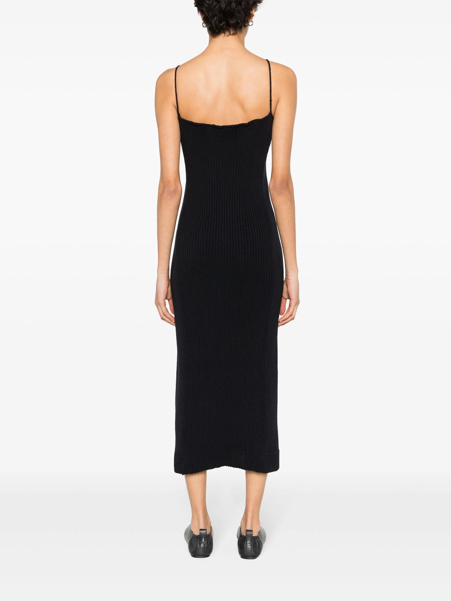 zip-up ribbed midi dress