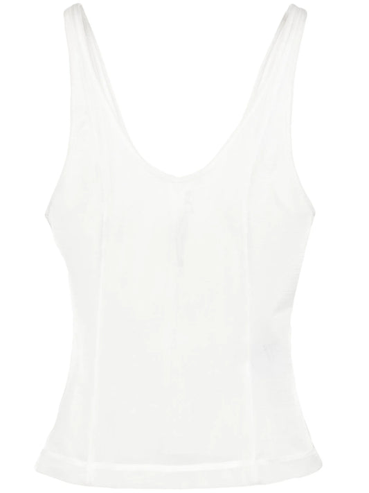 boned semi-sheer tank top