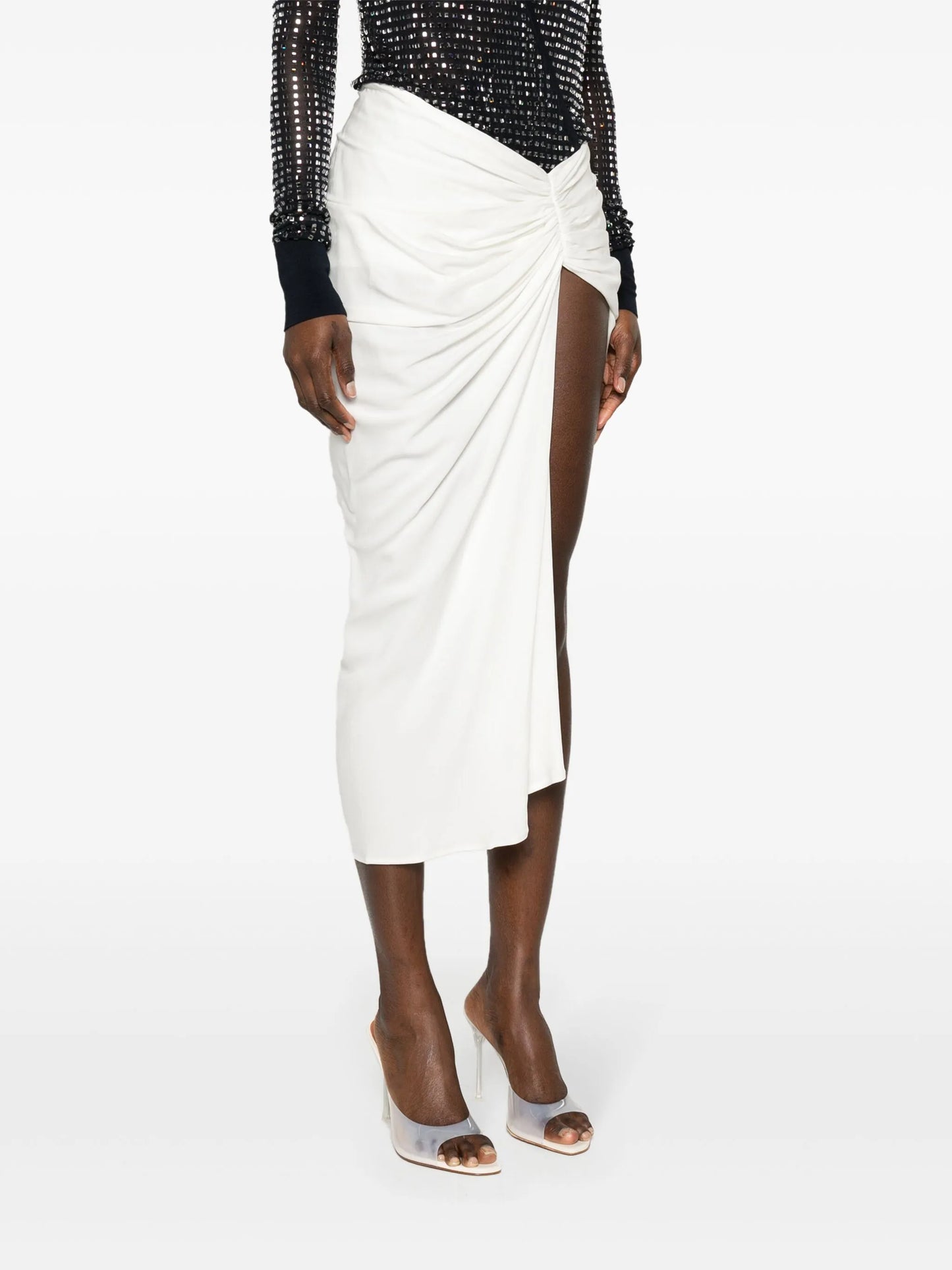 Euripides ruched midi skirt