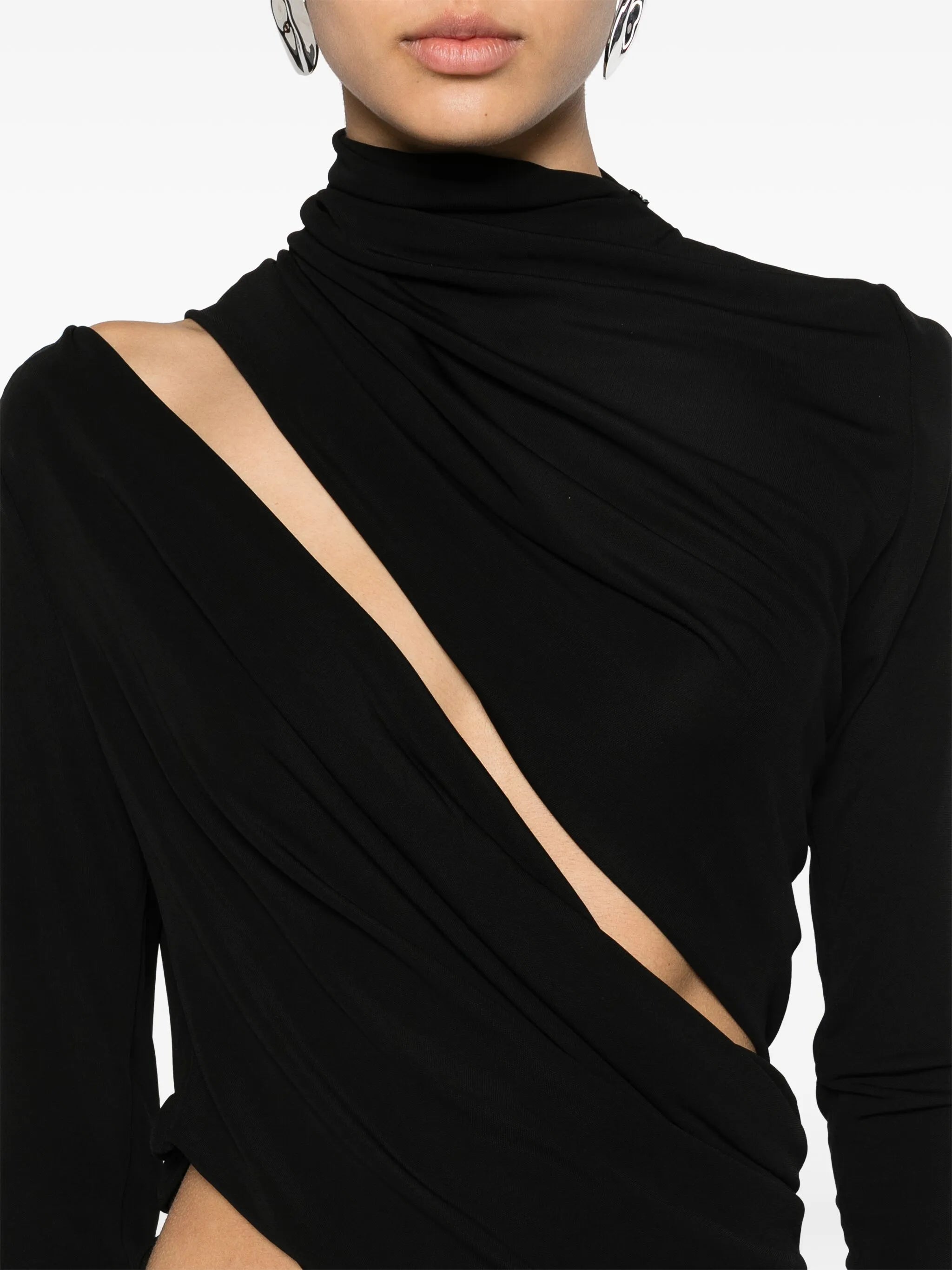 asymmetric draped maxi dress