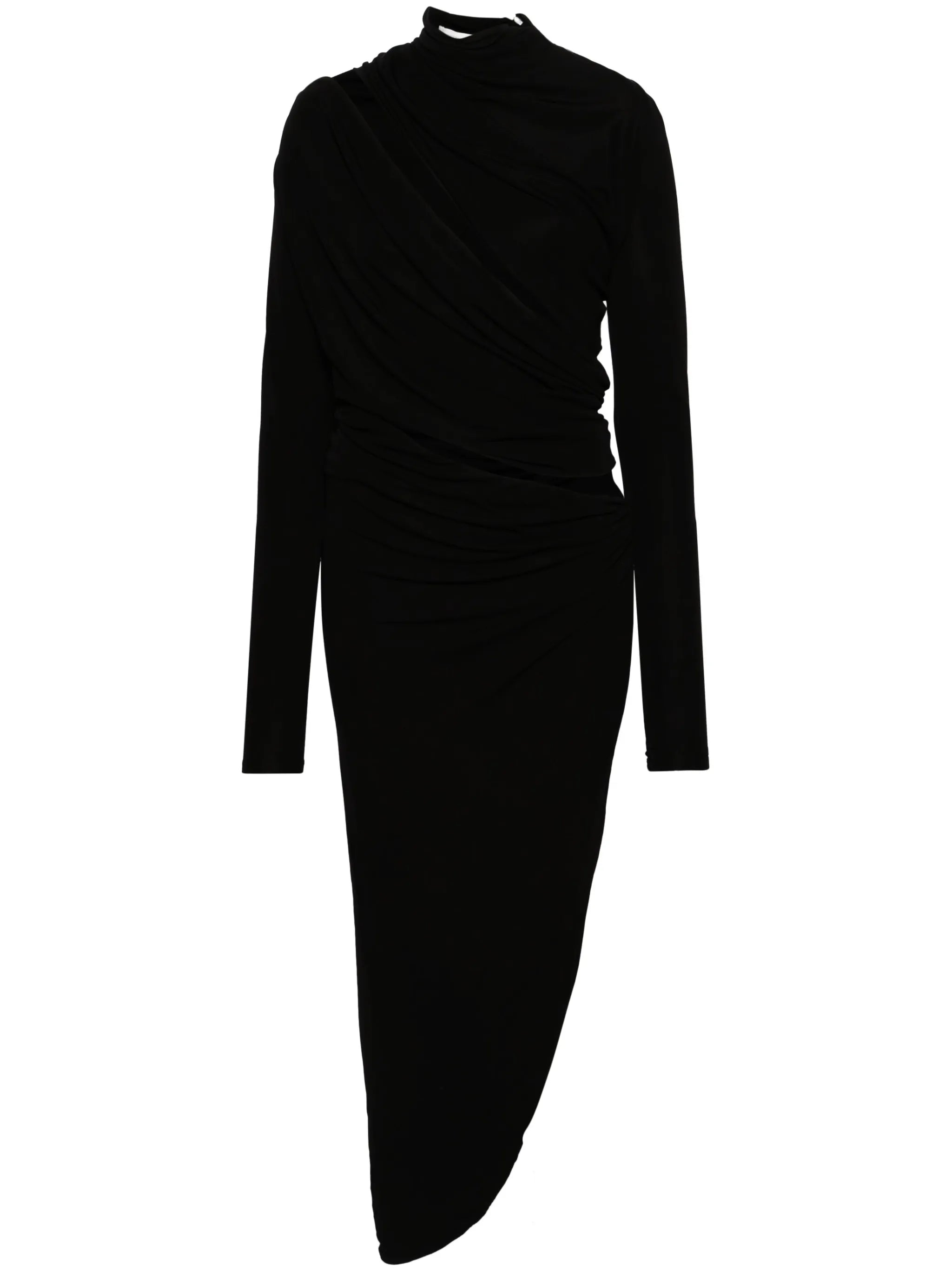 asymmetric draped maxi dress