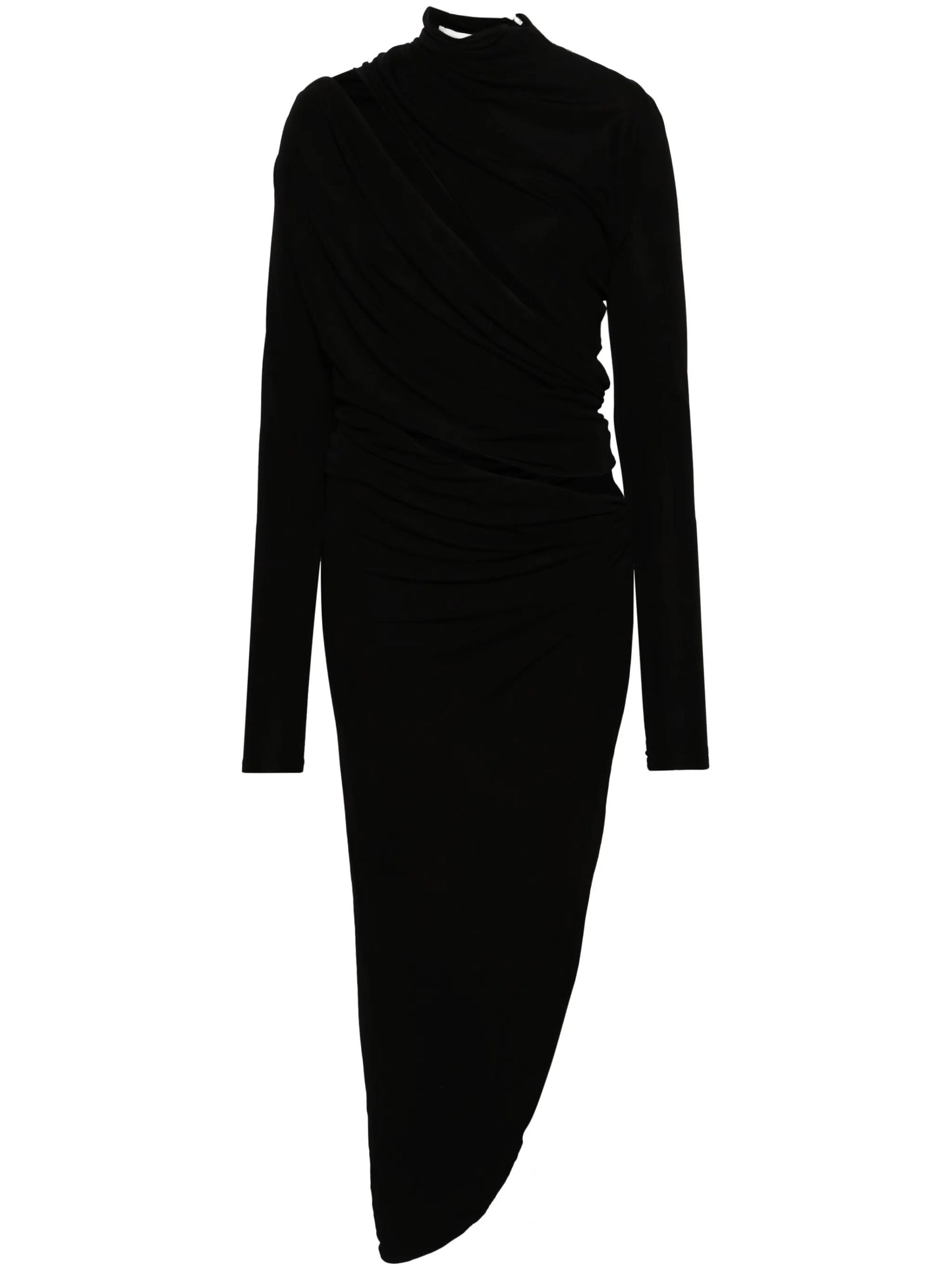 asymmetric draped maxi dress