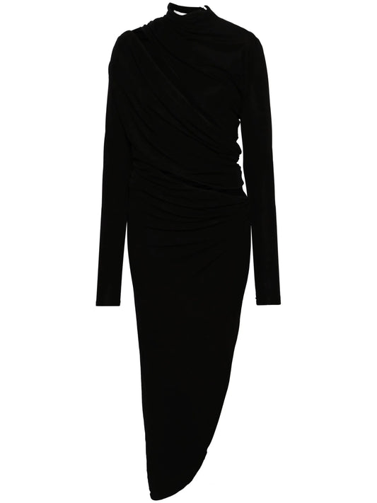 asymmetric draped maxi dress