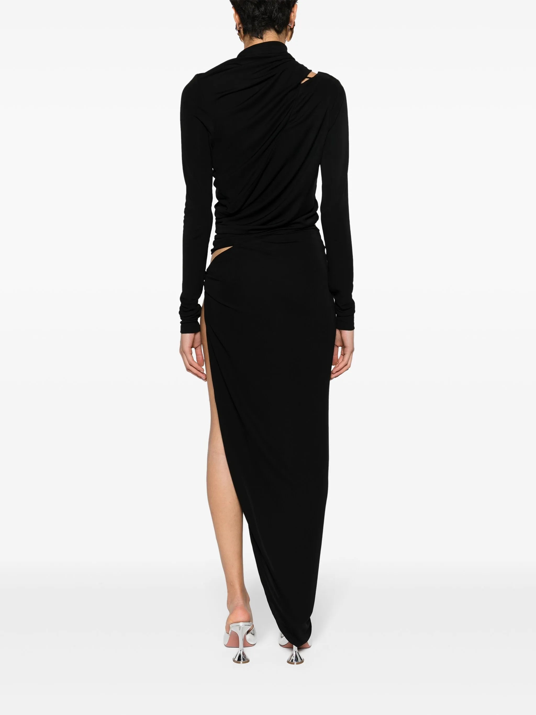 asymmetric draped maxi dress