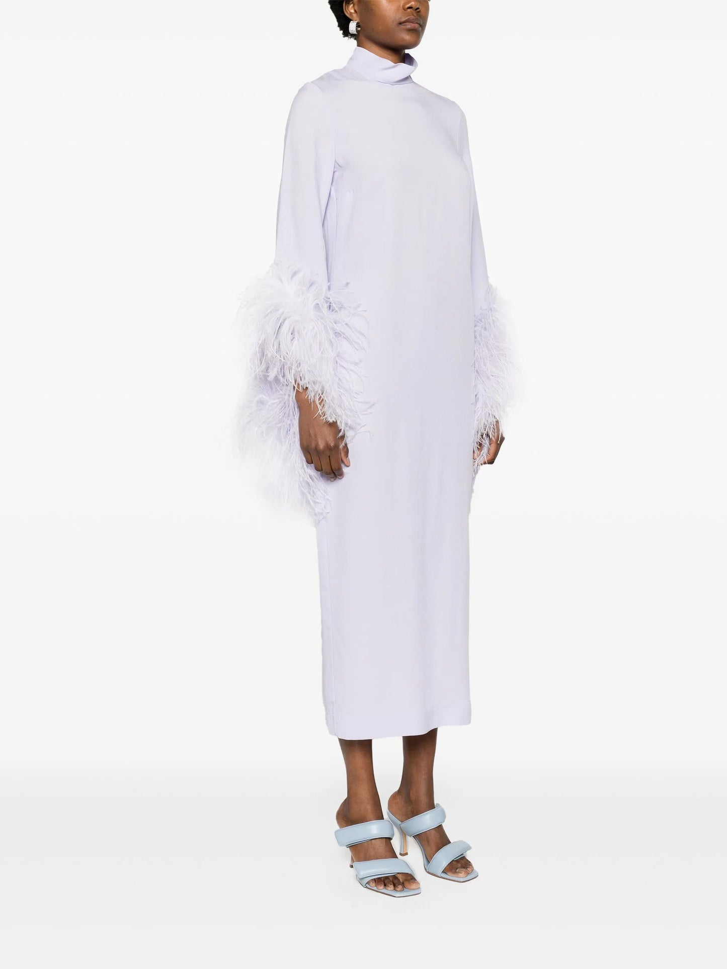Del Rio feather-trim dress
