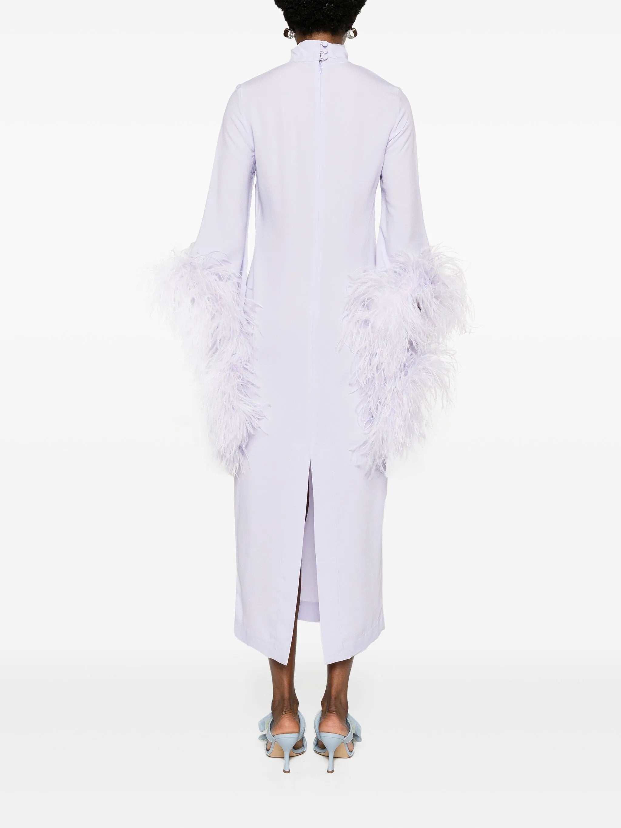 Del Rio feather-trim dress