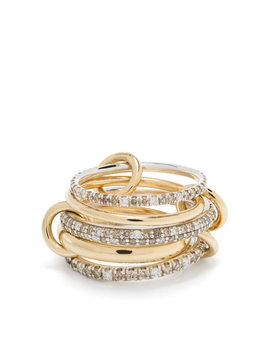 18k yellow gold and sterling silver Leo diamond ring