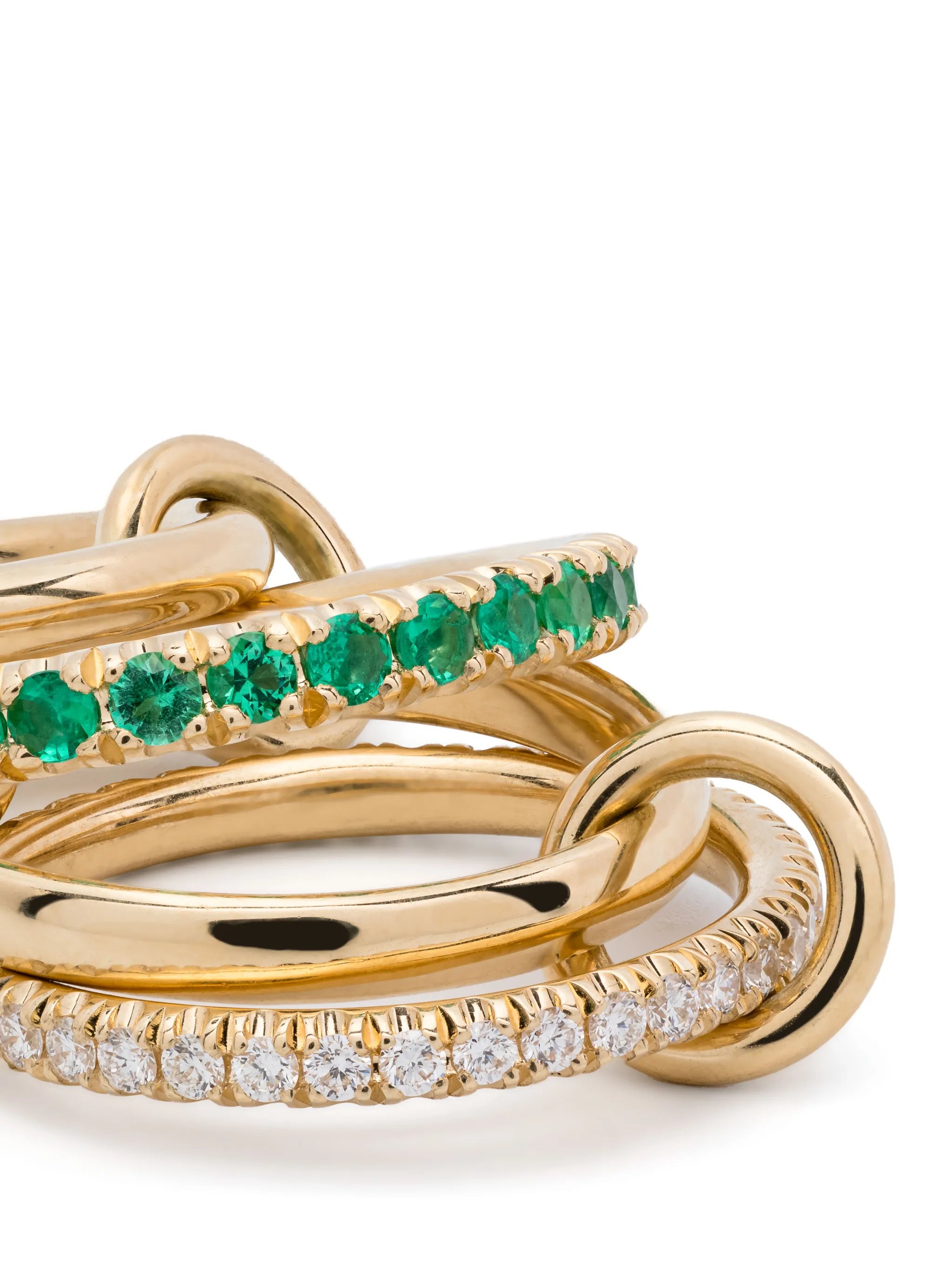 18k yellow gold Halley emerald and diamond ring