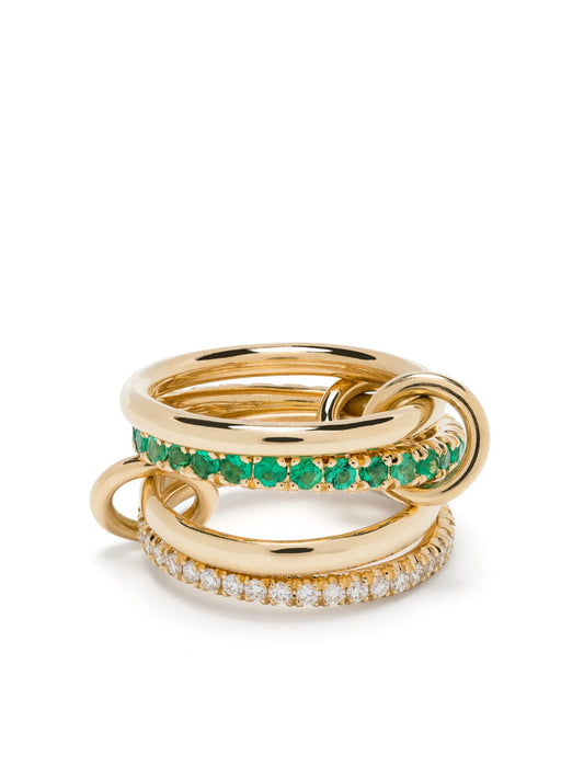 18k yellow gold Halley emerald and diamond ring