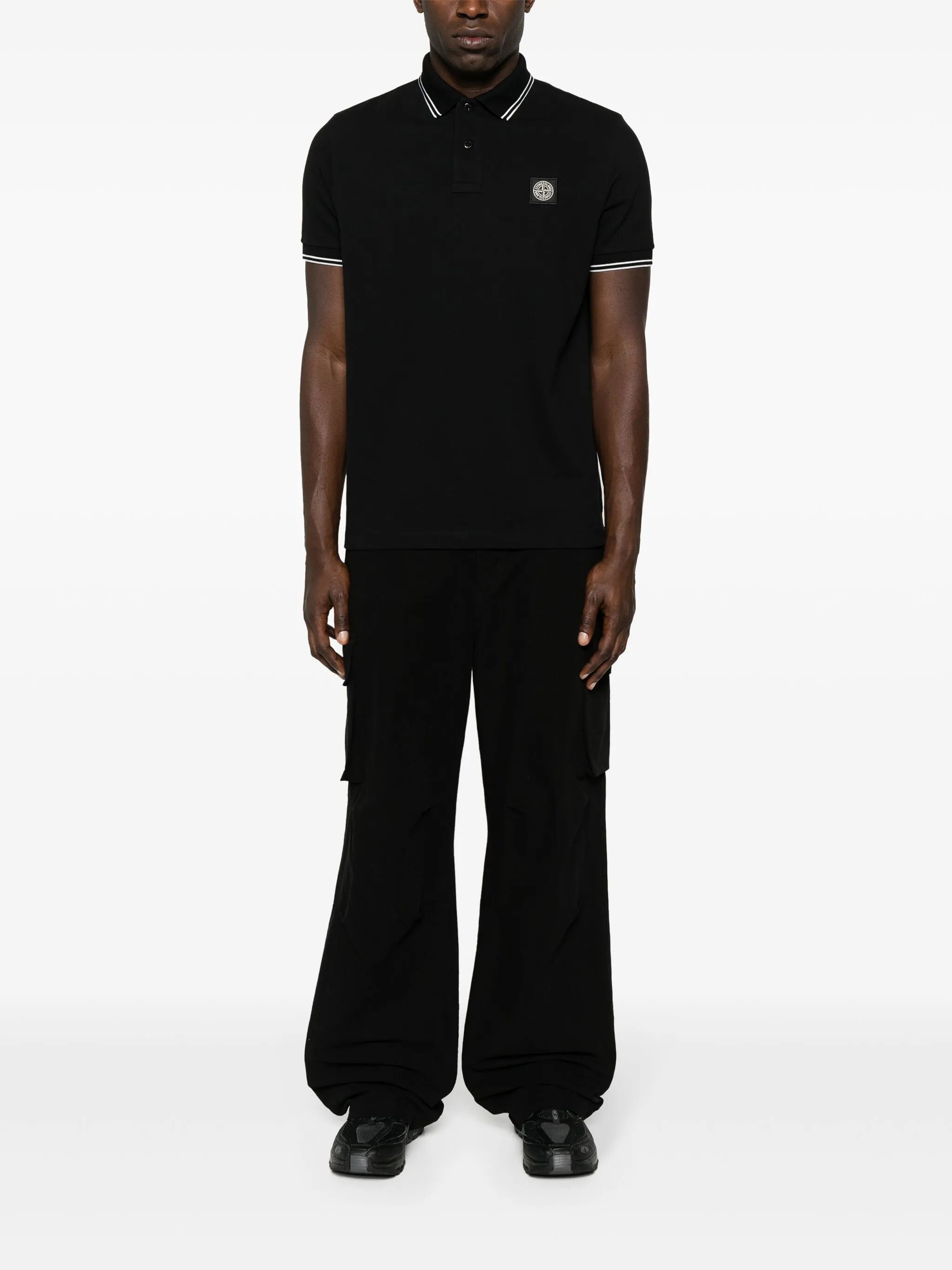 Compass-badge piqué polo shirt