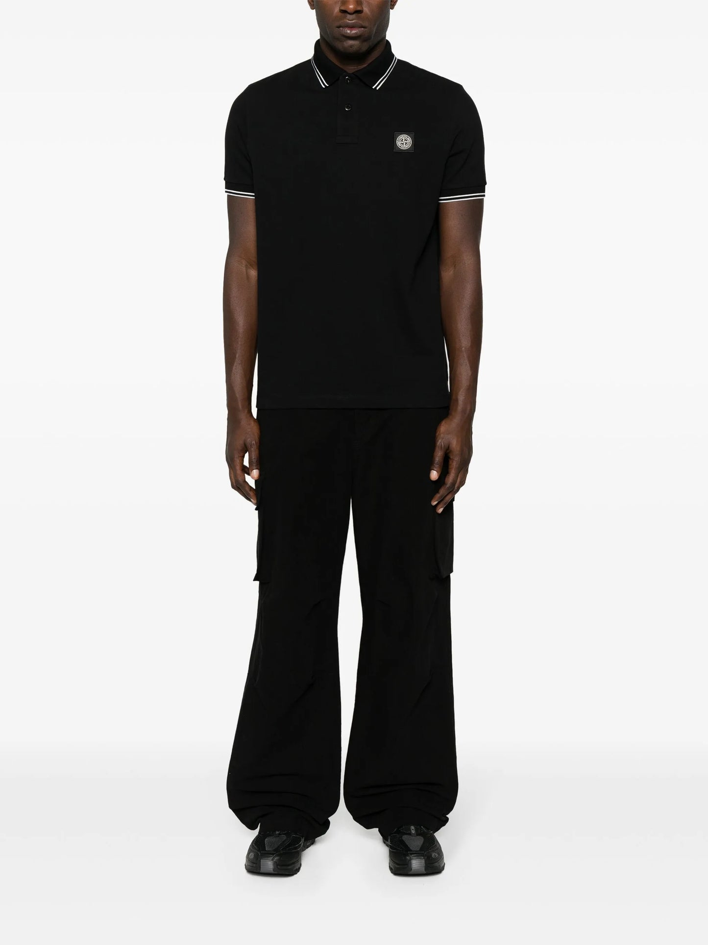 Compass-badge piqué polo shirt