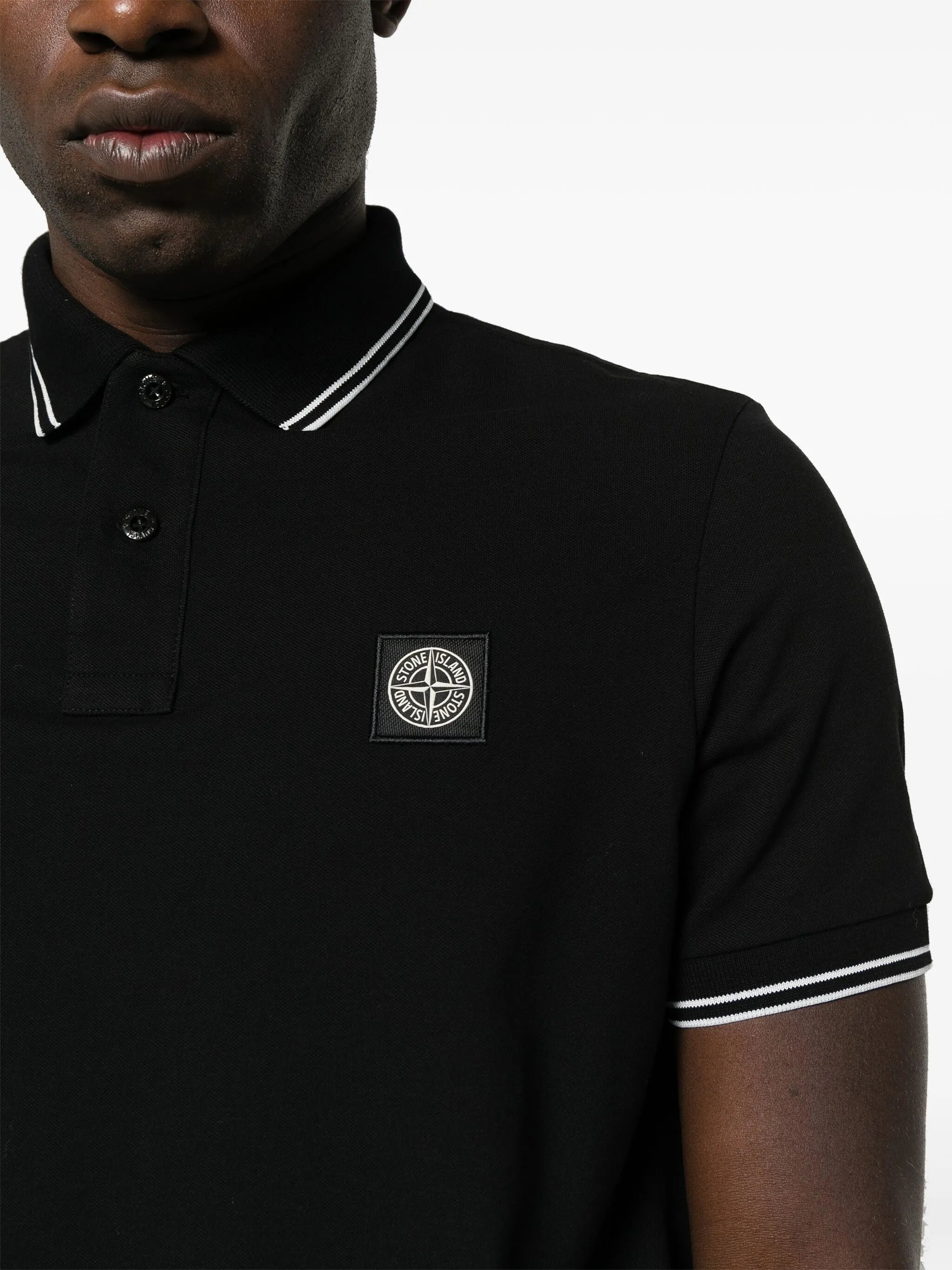 Compass-badge piqué polo shirt