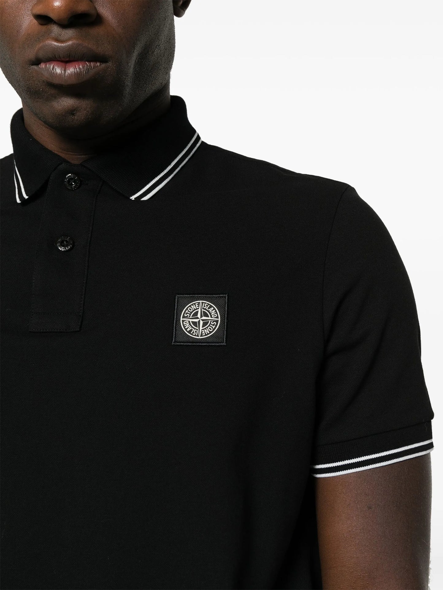 Compass-badge piqué polo shirt