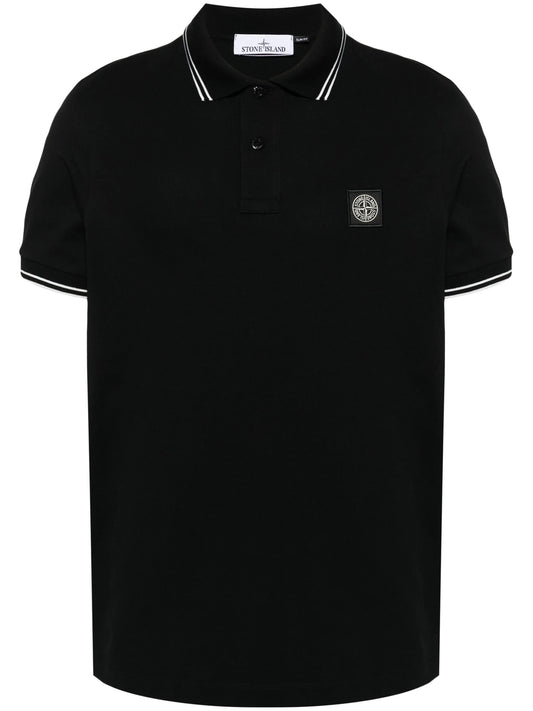 Compass-badge piqué polo shirt